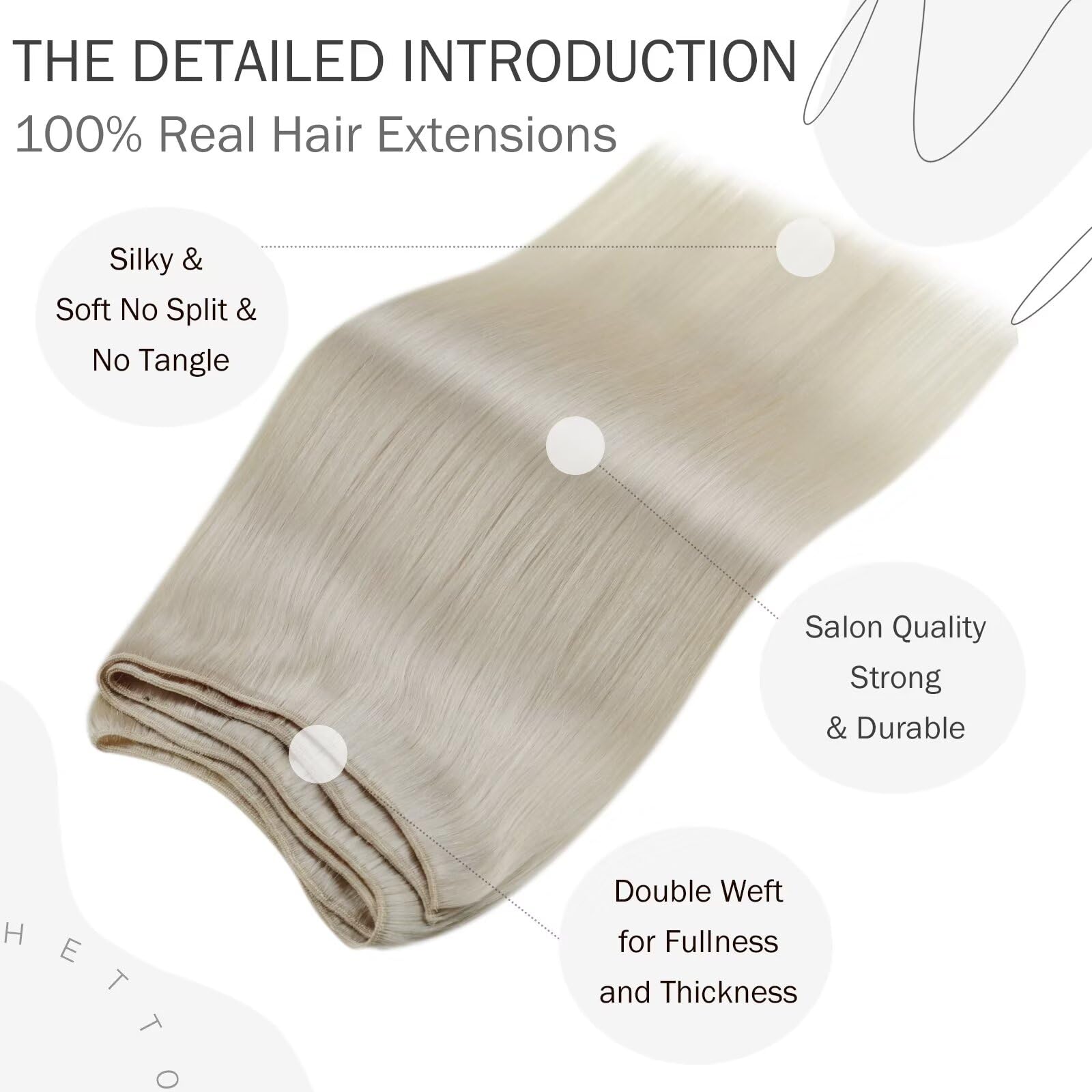 Hetto Blonde Weft Hair Extensions Sew In Human Hair Extensions 14 Inch #60 Platinum Blonde Brazilian Human Hair Weft Sew In Doub