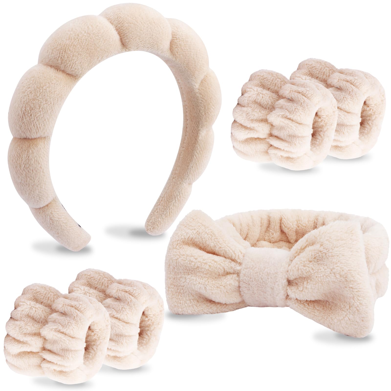 VELSCRUN 6 Pack Makeup and Skincare Headbands, Brown Microfiber Hair Accessories for Women