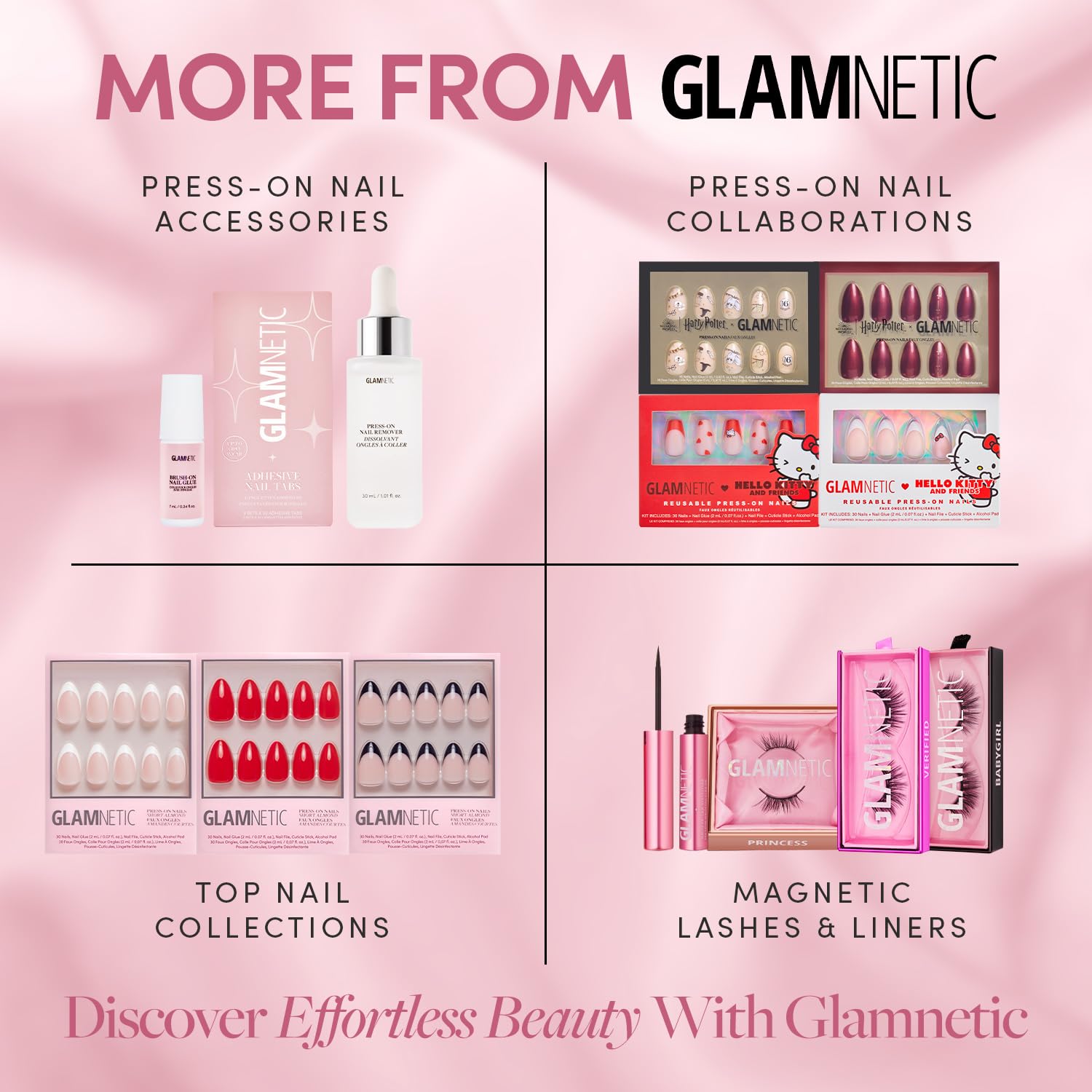 Glamnetic Press On Nails - Caviar  Semi-Transparent, Short Almond Nails, Reusable  15 Sizes - 30 Nail Kit With Glue