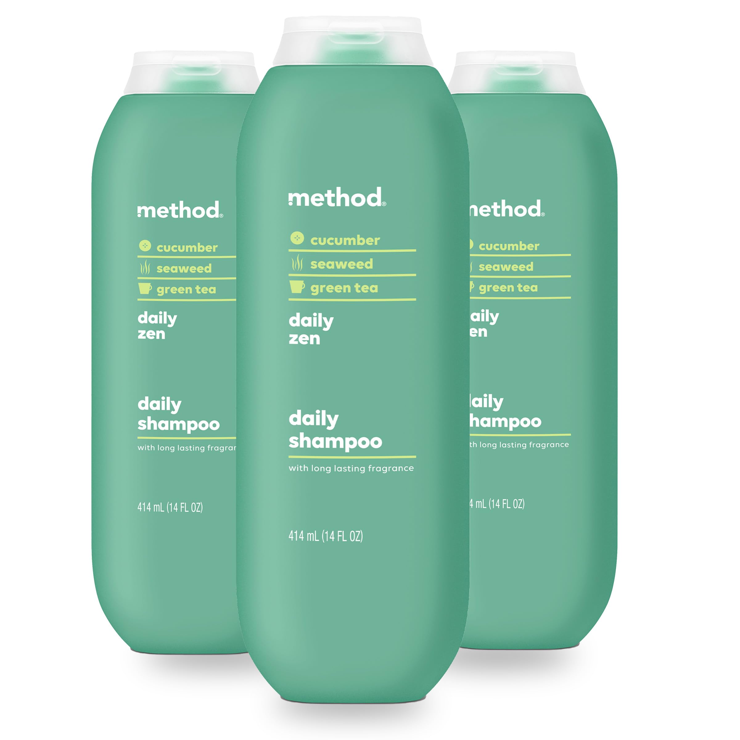 Method Everyday Shampoo, Daily Zen with Cucumber, Green Tea, and Seaweed Scent Notes, Paraben and Sulfate Free, 14 oz (Pack of 3