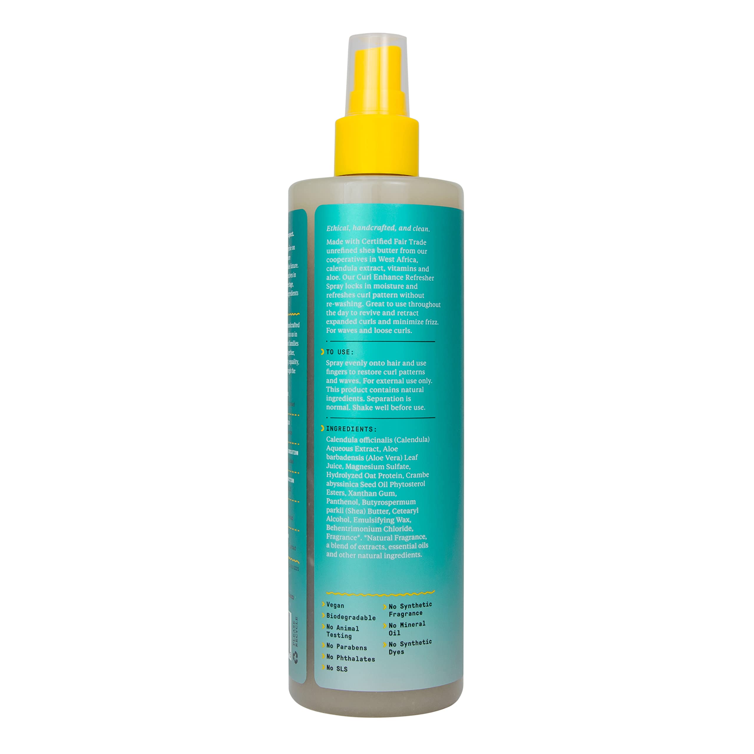 Alaffia Beautiful Curls Curl Enhance Refresher Spray, Wavy to Curly Hair Products, No Sulfates with Shea Butter & Essential Oils