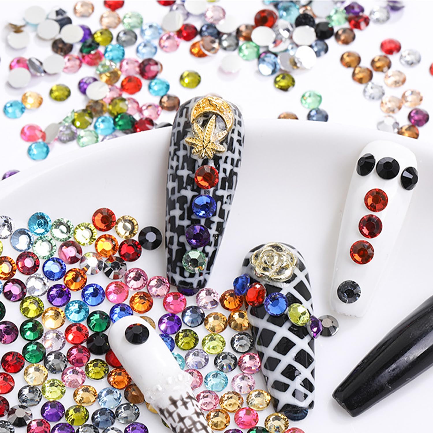 14400Pcs Flatback Crystal Rhinestones Half Round Glue Fix Rhinestone For Crafts Nail Art(Crystal Ab,Ss4/1.4-1.6Mm)