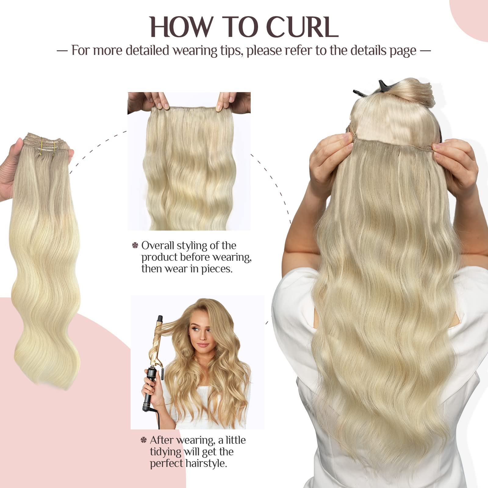 Hair Extensions Clip In Human Hair, 120G 7Pcs Ash Blonde To Golden Blonde And Platinum Blonde 14 Inch, Maxita Real Hair Extensio