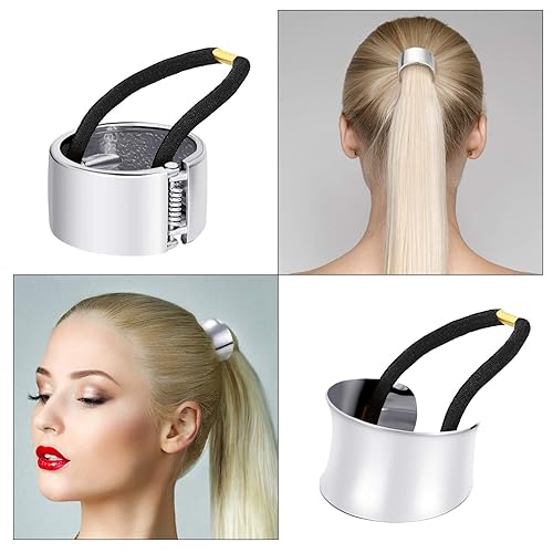 3 Pieces Metal Circle Hair Cuff Elastic Hair Band Hair Ties Ponytail Holder Hair Rope Accessory For Women Girls, 3 Styles (Silve
