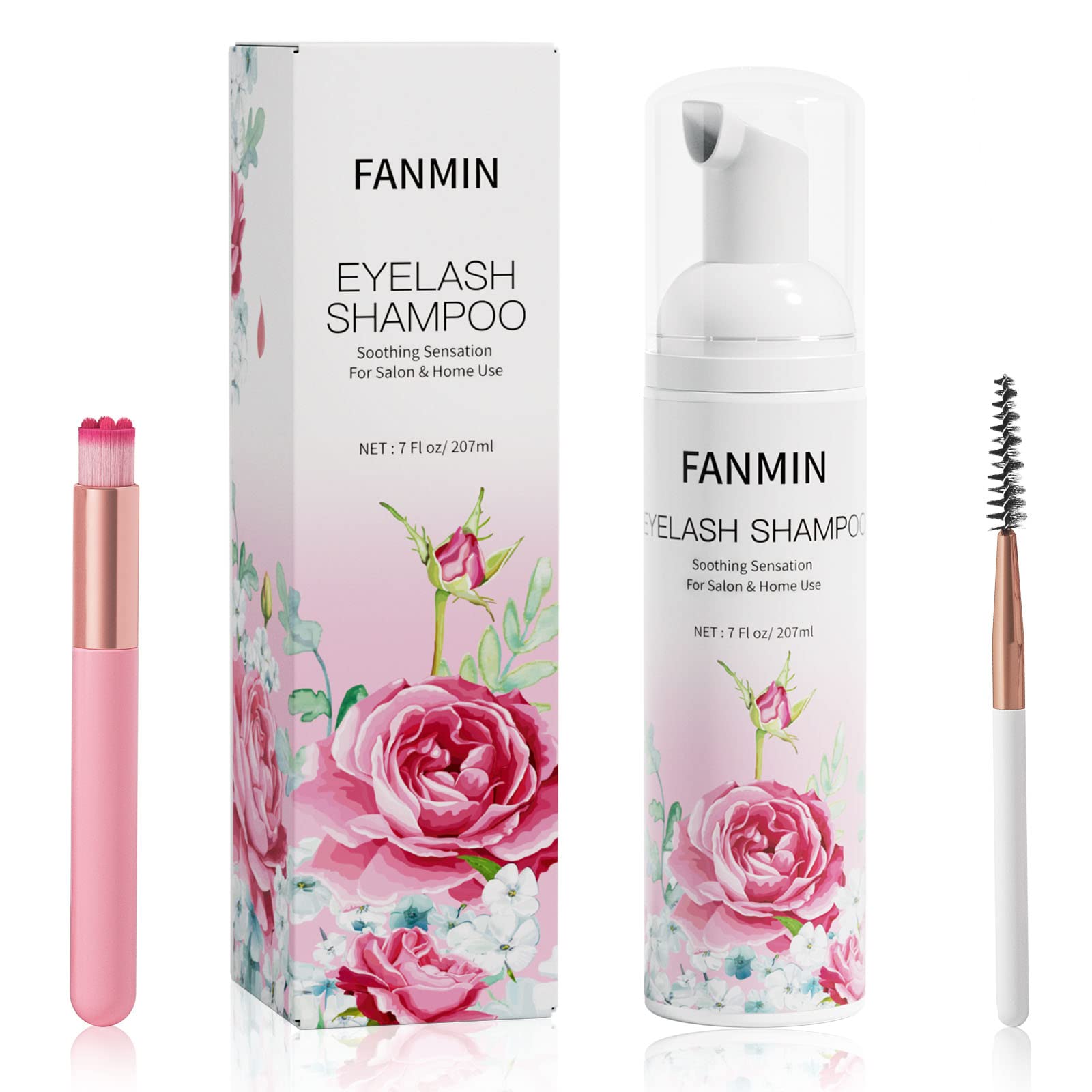 Eyelash Extension Cleanser 207Ml +Mascara Wand+ Brush Eyelid Foaming Cleanser,Eyelash Wash And Lash Bath For Extensions,Paraben