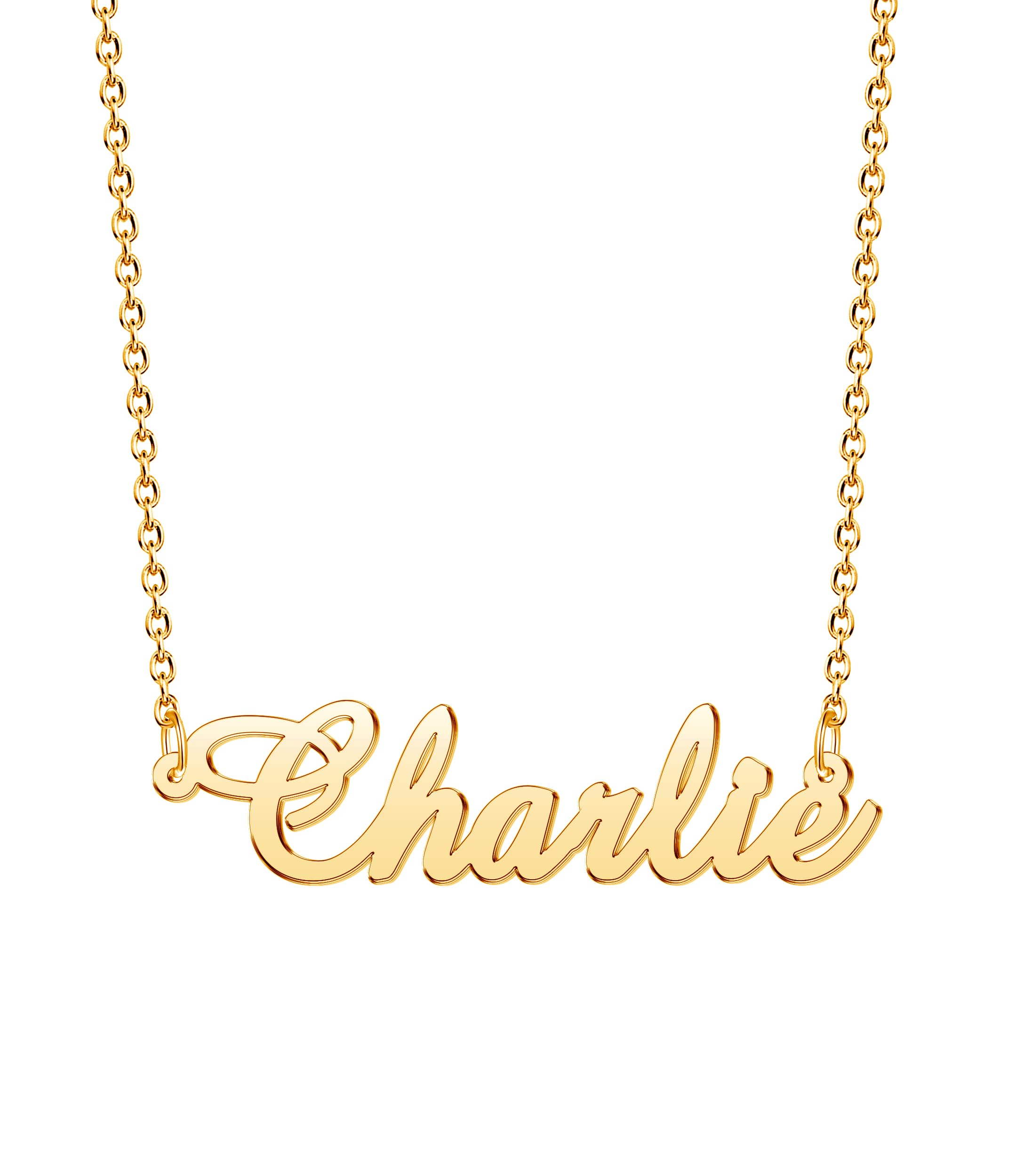 CoolJewelry 18K Gold Plated or Sterling Silver Custom Name Necklace for Women Personalized Name Necklaces Nameplate Customized P