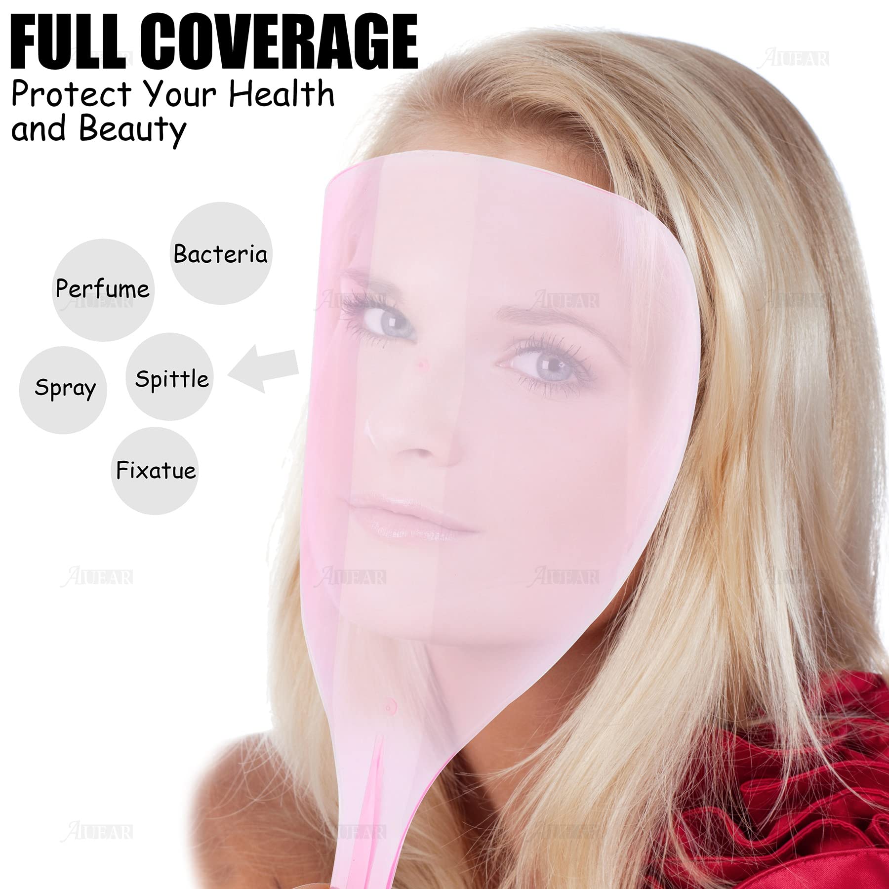 Auear, Pro Barber Hairspray Face Shield Hair Salon Hairdressing Hair Stylist Mask Salon Hair Cutting Dust Water Proof Plastic Sh