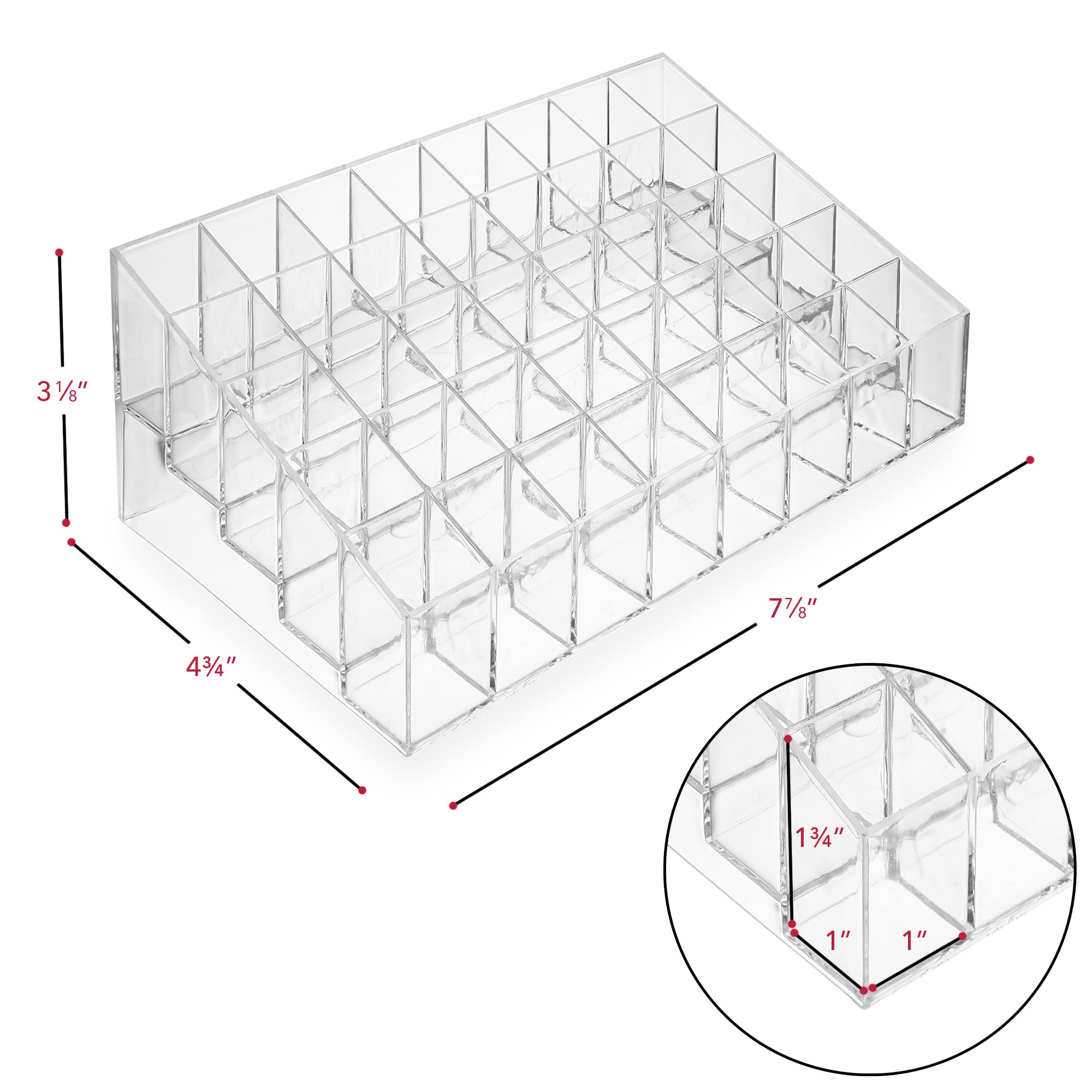 Casafield 40 Slot Acrylic Lipstick & Makeup Organizer - Cosmetic Display Case - Clear