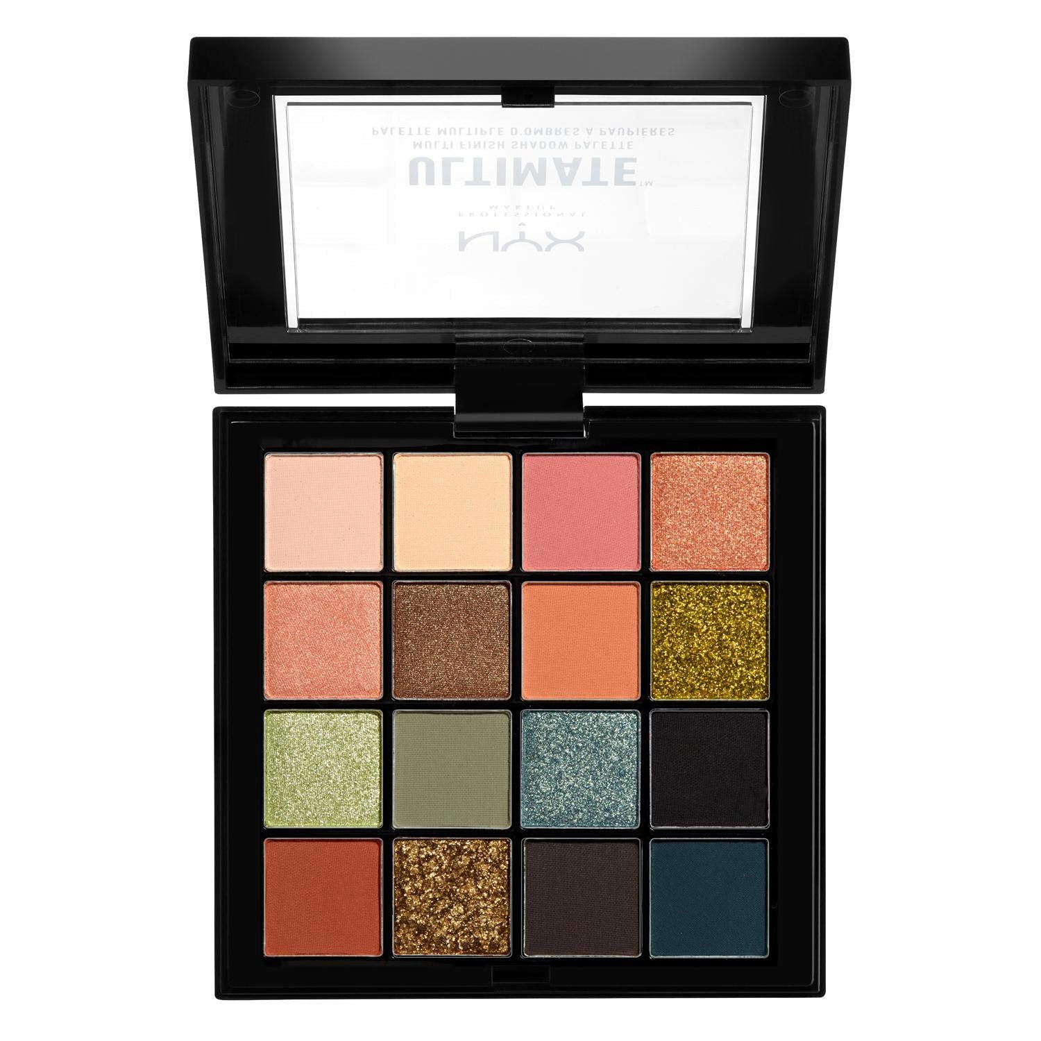 NYX Professional Makeup Ultimate Eye Shadow Palette, Pressed Pigments, Vegan Formula, 16 Shades, Matte, Satin, Metallic, Shade: