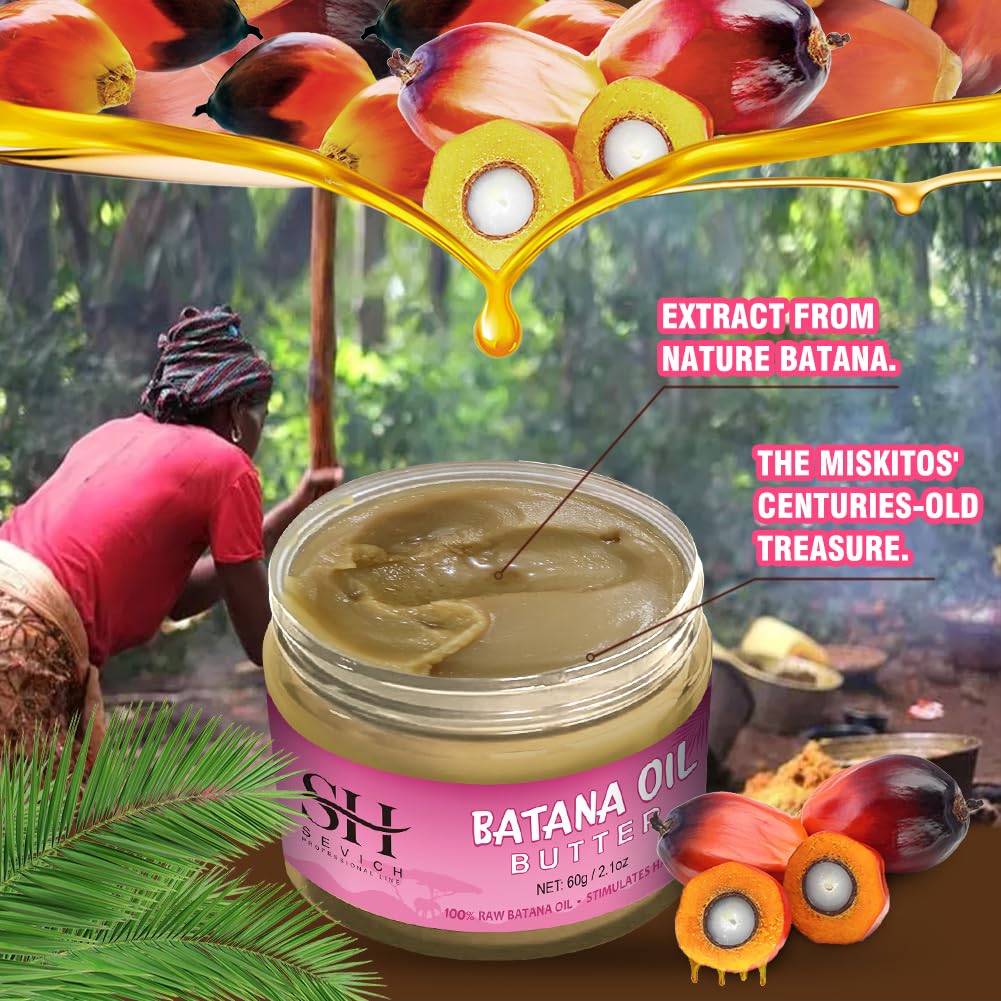 SEVICH Hair Butter with 100% Pure Raw Batana Oil - From Honduras for Growth, Repairing Damaged Tresses, Nourishing Thin Scalp an