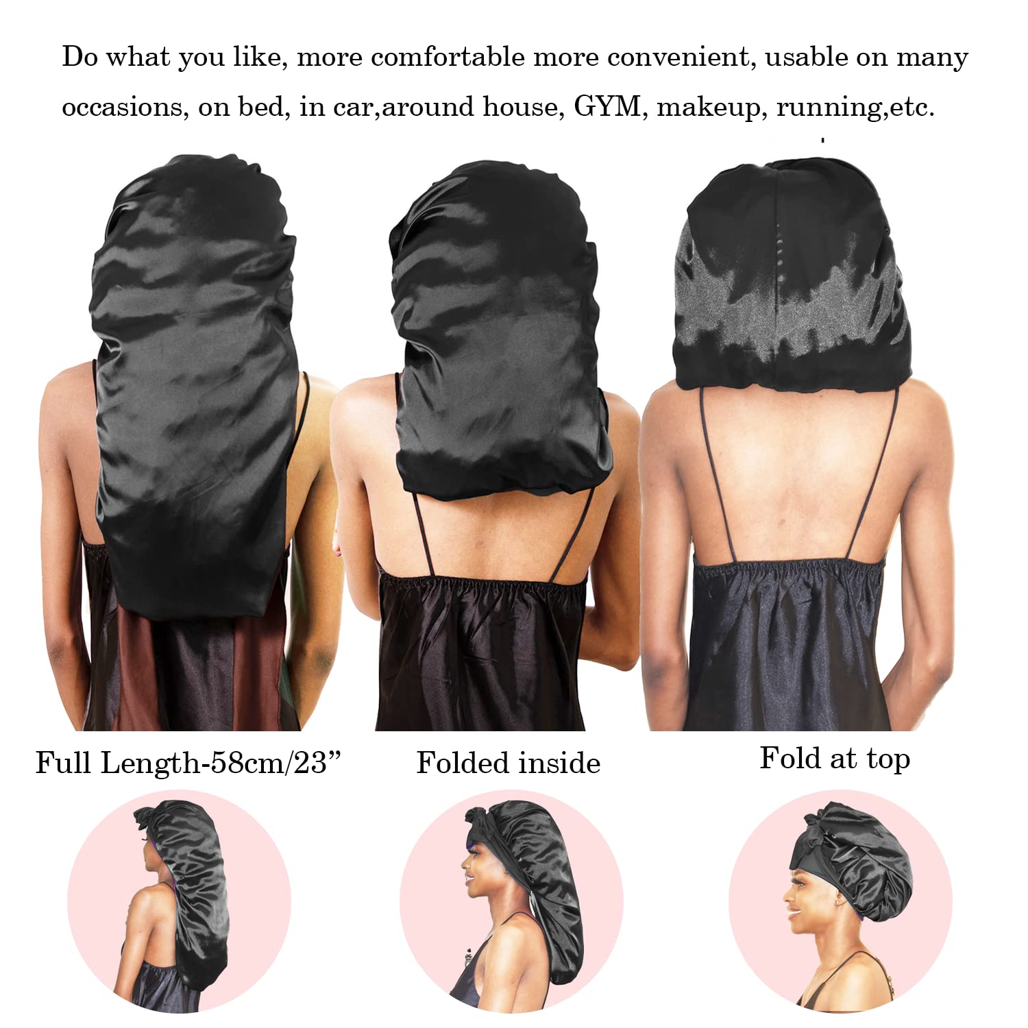 BONNET QUEEN Silk Bonnet for Sleeping Satin Bonnet Braid Bonnet Africa Sleeping Bonnet for Braids Hair Bonnet with Tie Band for