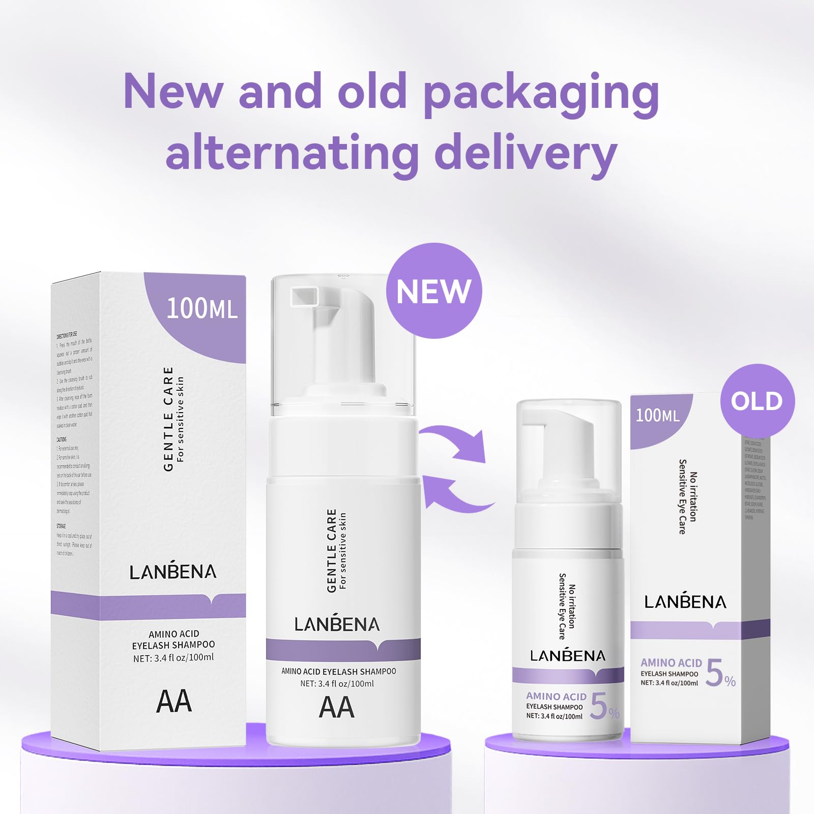 Lanbena 100Ml Eyelash Extension Cleanser, Lash Shampoo For Lash Extensions, Amino Acid Eyelash Shampoo Oil Free Foam Lash Bath F