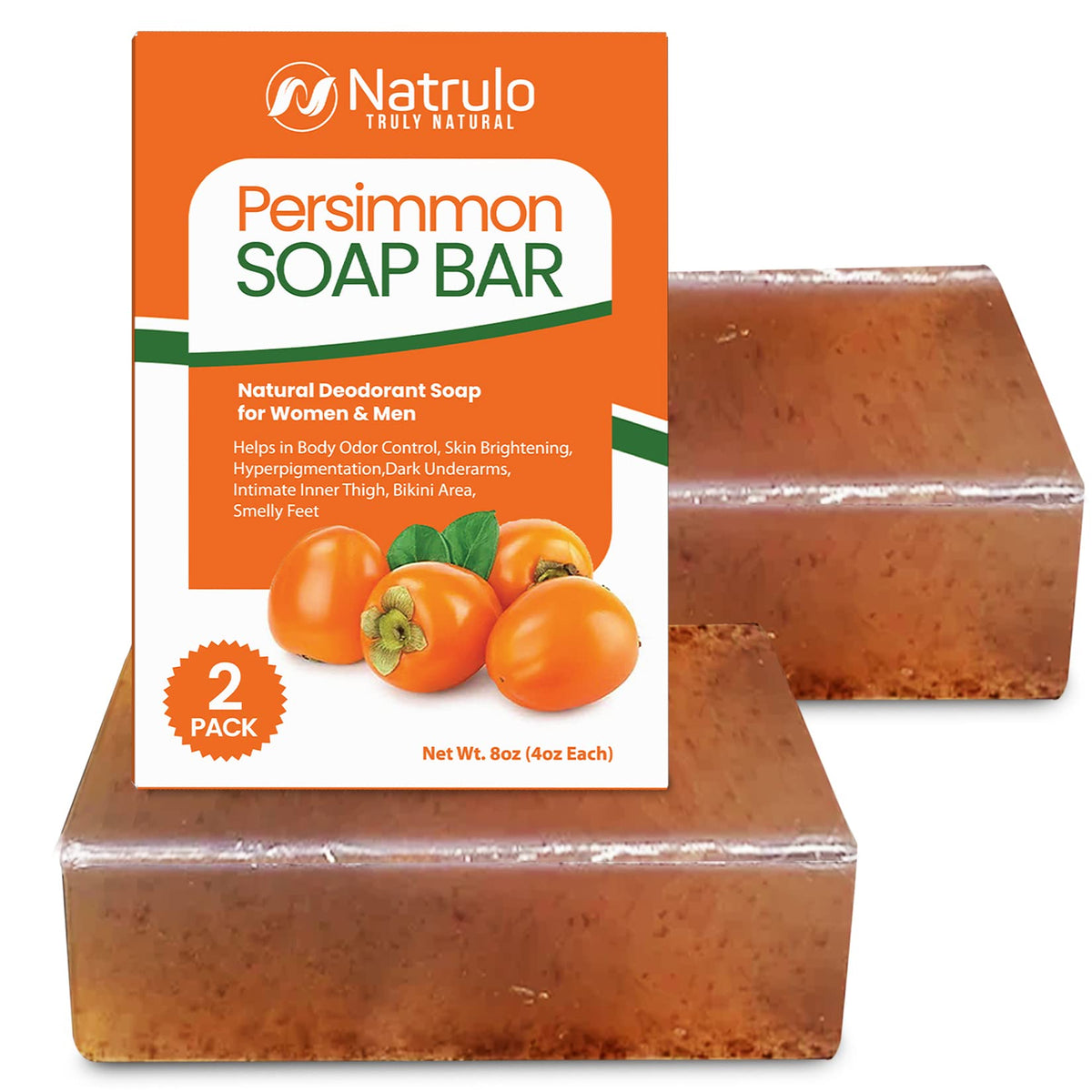 Persimmon Soap Bar for Body Odor Control - Purifying Deodorizing Body Wash with Japanese Persimmon & Green Tea Extract for Elimi
