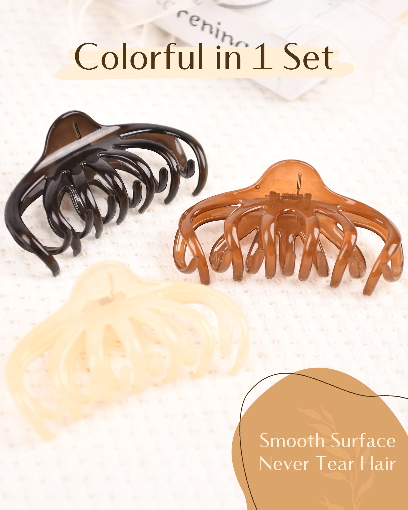 Yanibest 5.1 Inche Large Octopus Hair Claw Clips Non-Slip Ponytail For Women Thick Hair And Long Hair Chic Hair Styling Accessor