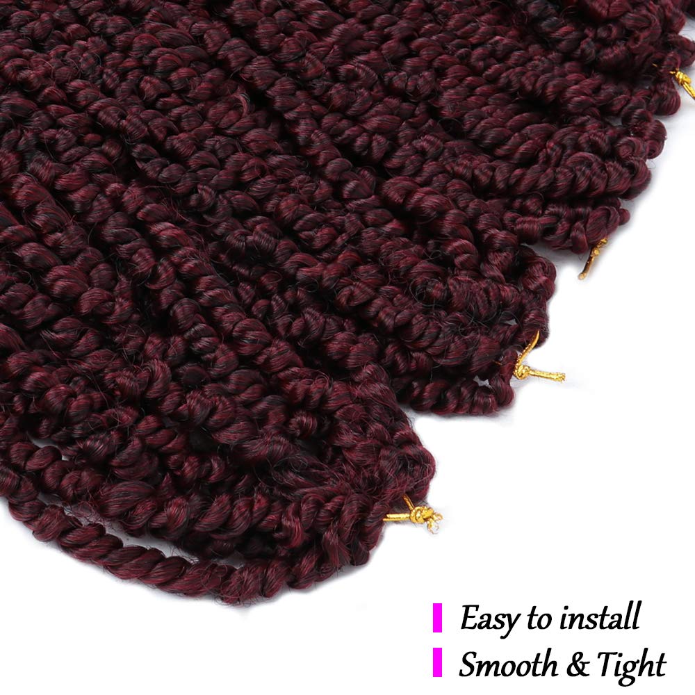 Violet 6 Packs Pretwisted Passion Twist Crochet Hair Burgundy Pre-Looped Passion Twists Crochet Braids Synthetic Braiding Hair E
