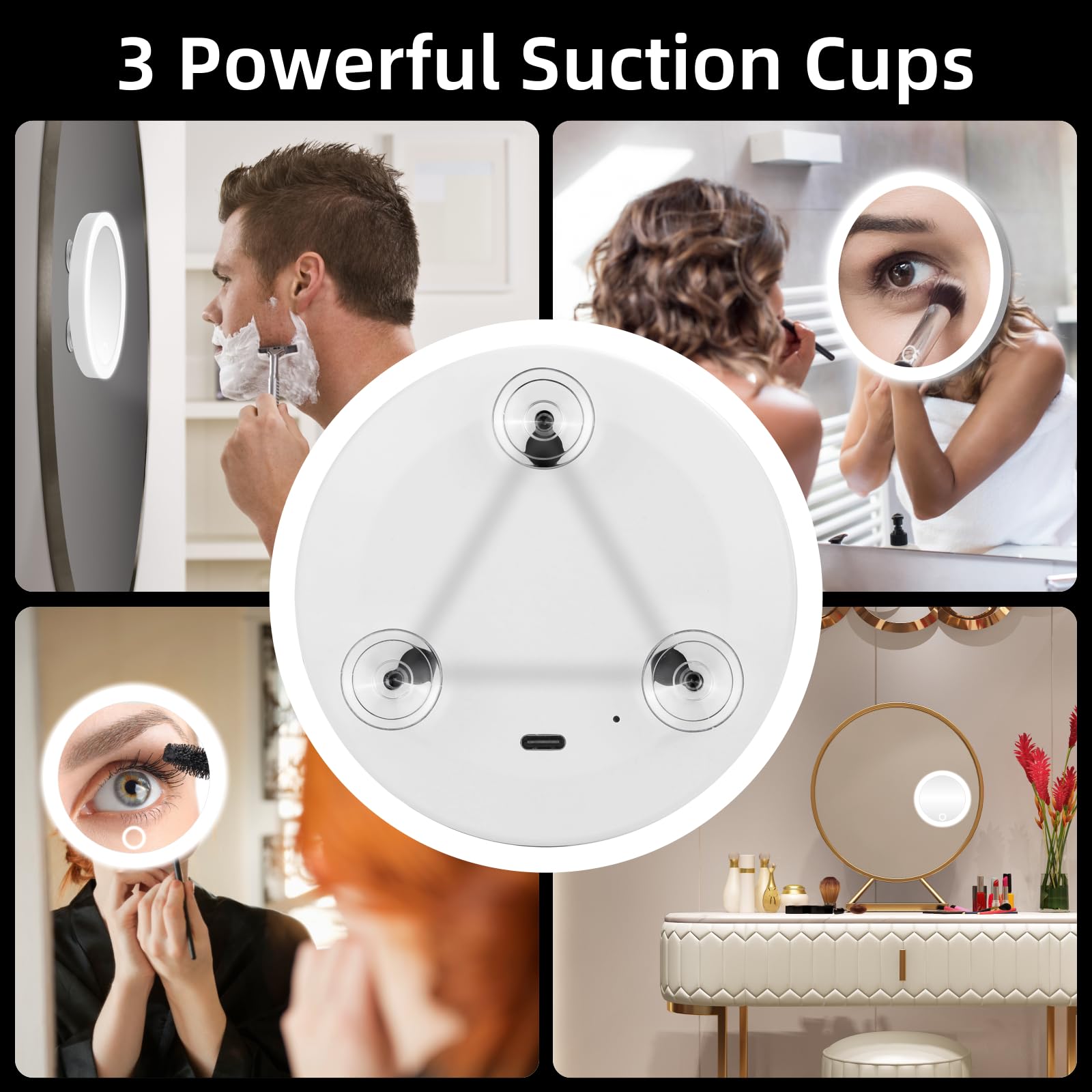 30X Magnifying Mirror With Lights, Makeup Magnifying Mirror With Lights & Suction Cups, 30X Travel Makeup Mirror With Magnificat
