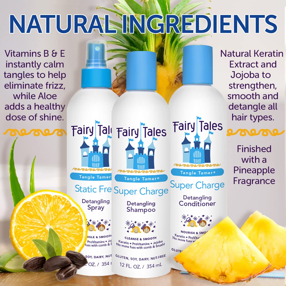 Fairy Tales Tangle Tamer Super Charge - Detangling Conditioner For Kids - Paraben Free, Sulfate Free, Gluten Free, Nut Free- 32