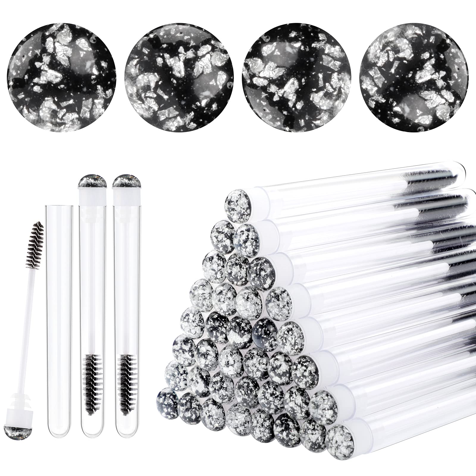 Dming 50pcs Eyelash brush Lash Wand Makeup tool Eyelash Extension supplies cleaning brush Diamond Mascara foil black