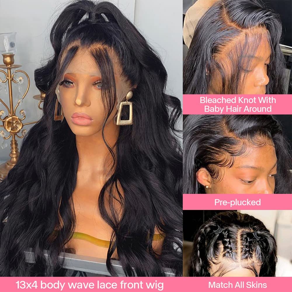 13X4 Body Wave Lace Front Wigs Human Hair For Women Hd Lace Front Wigs Human Hair Pre Plucked Bleached Knots With Baby Hair 180%