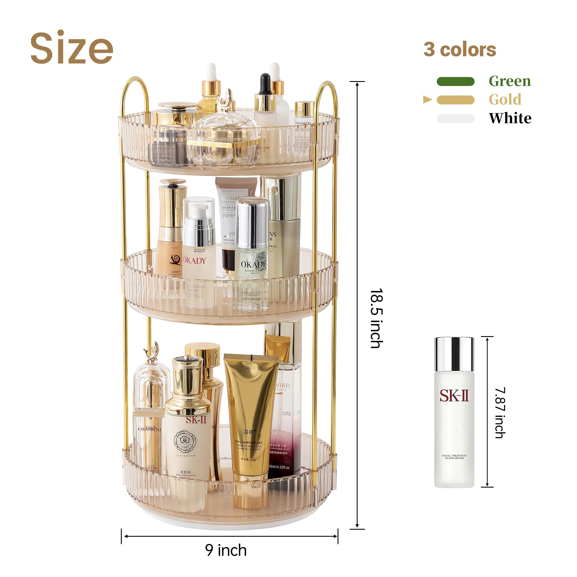 Aveniee 360 Rotating Makeup Organizer For Vanity, Skincare Make Up Organizers Large, Clear Bathroom Counter Organizer For Cosmet