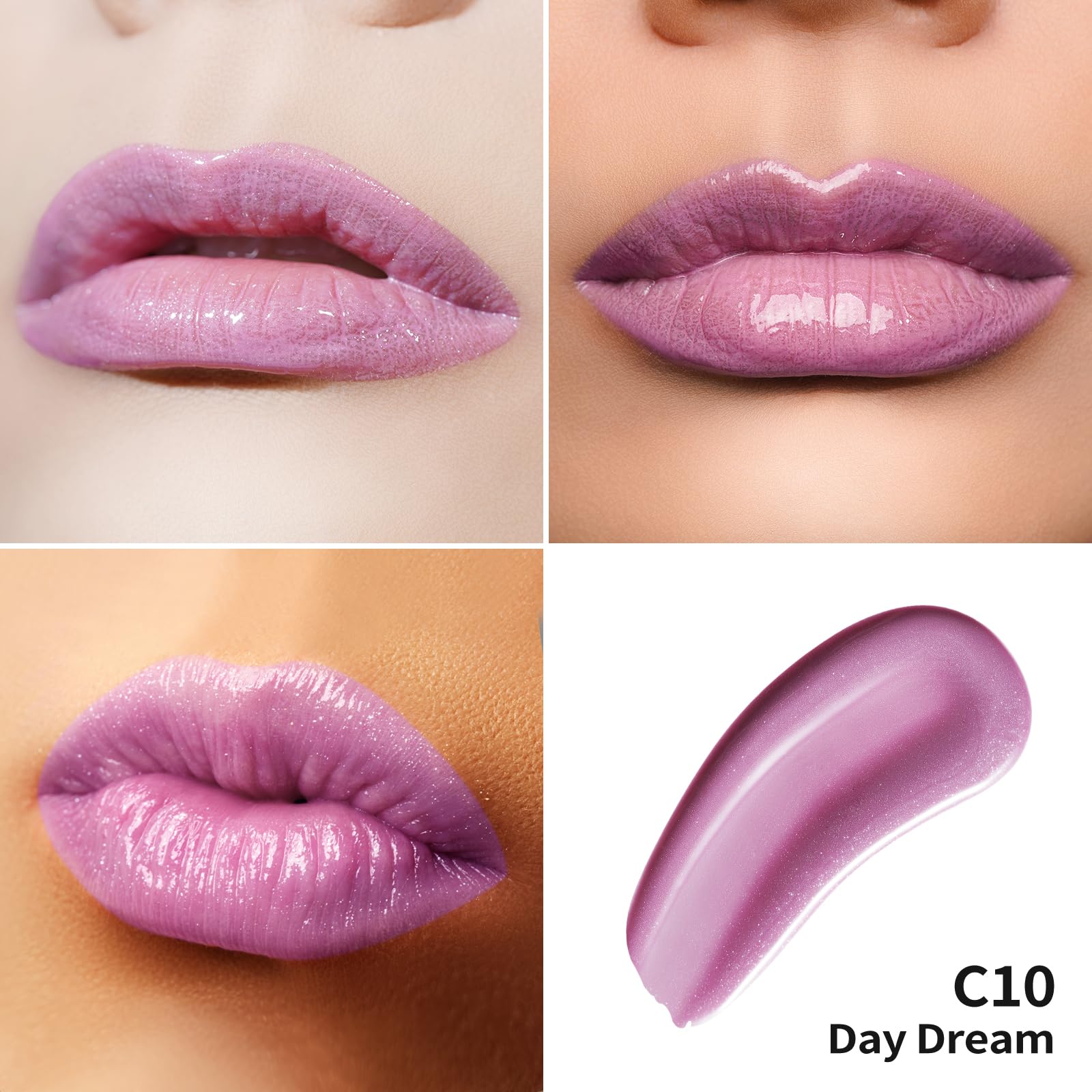 Oulac Light Purple Lip Gloss High-Shine Moisturizing Lip Gloss Oil Liquid Lipstick Non-Stick Cup Glitter Lipstick Lip Tint Reduc