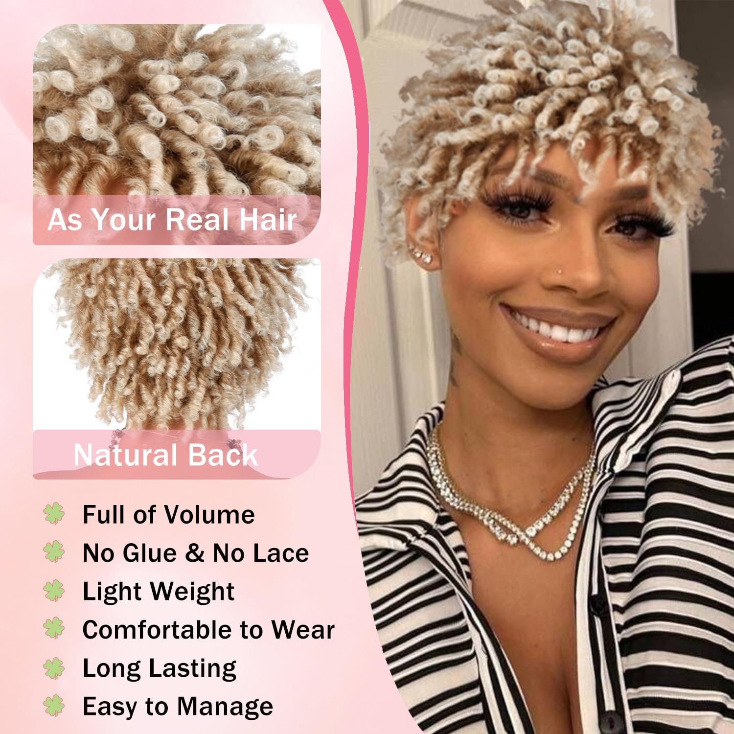 Sun Locs Short Dreadlocks Wigs For Black Women And Men With Clips In, Pixie Cut Synthetic Faux Locs Braided Afro Twist Dreadlock