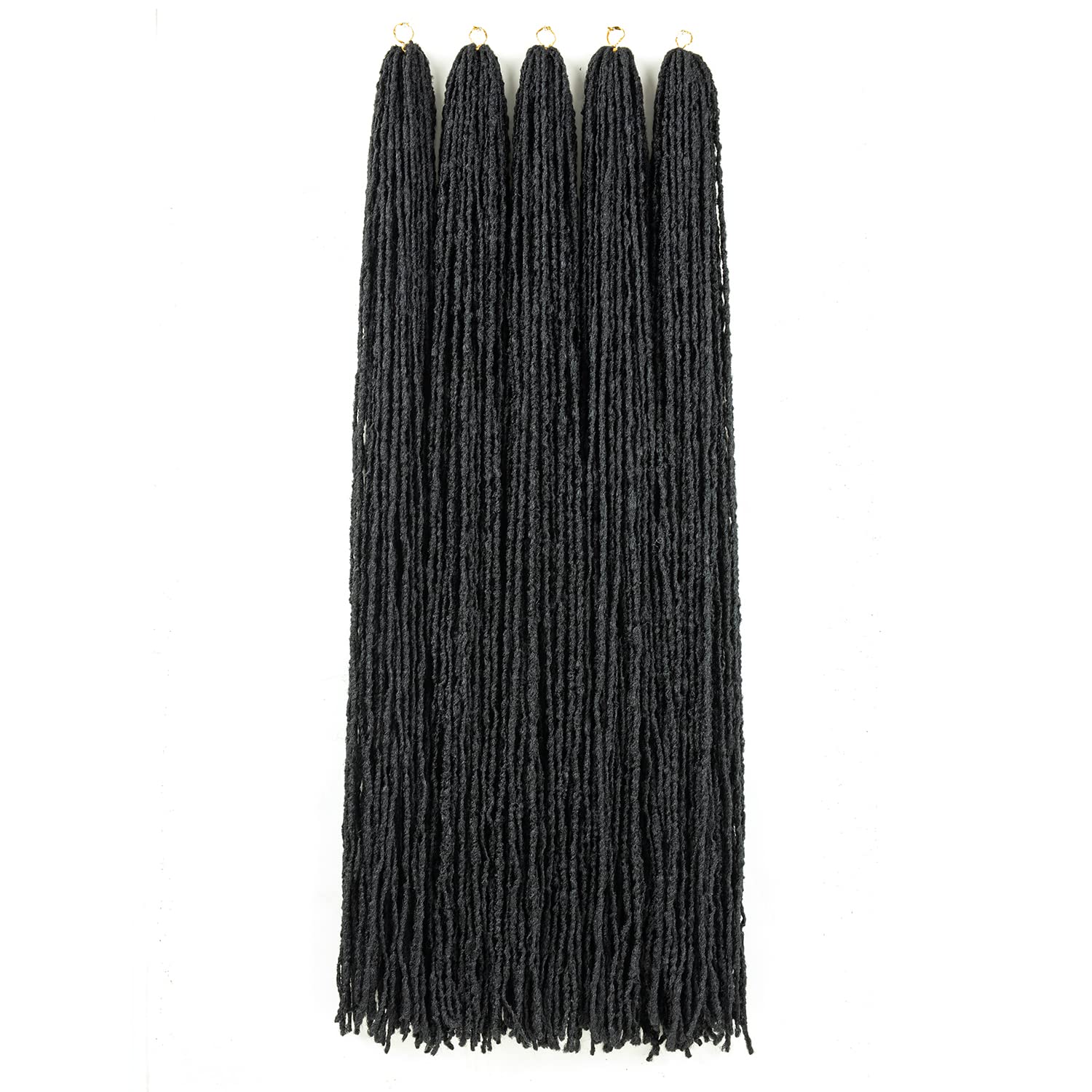 GUOHUI Micro Faux Locs Crochet Hair, 36 Inch 5 Packs Color Jet Black DIY Braids Straight Styles (36'',1)
