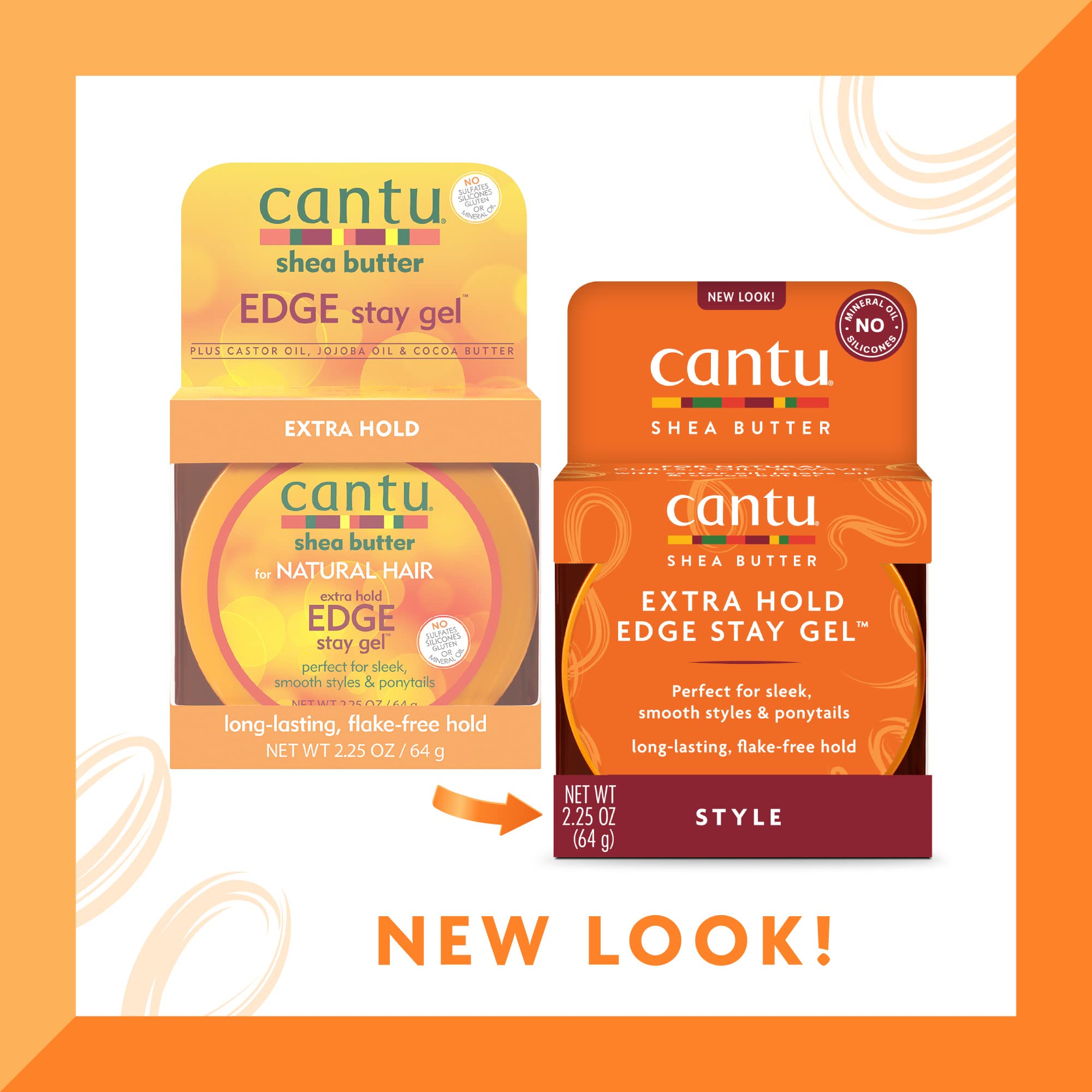 Cantu Extra Hold Edge Stay Gel With Shea Butter, 2.25 Oz (Packaging May Vary)