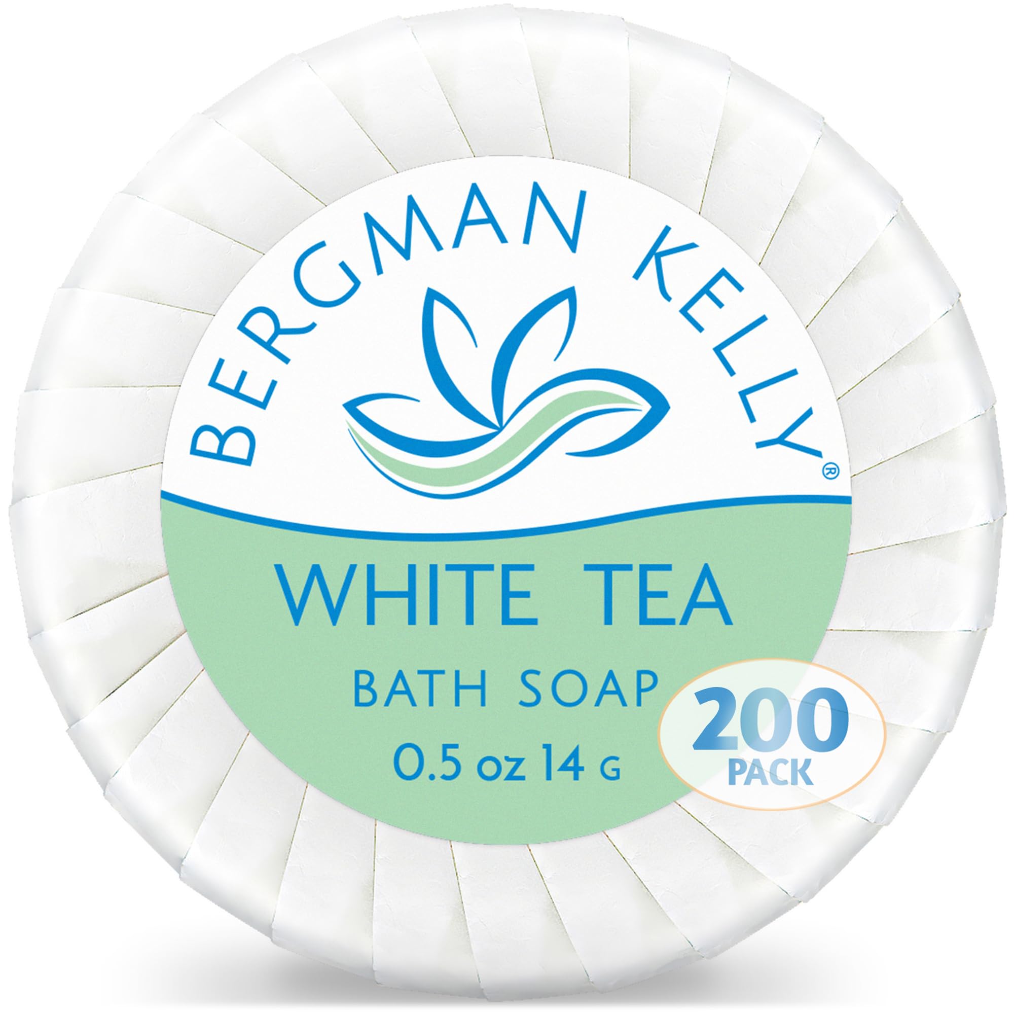 Bergman Kelly - Hotel Soap Bars - White Tea, 0.5 Oz, 200 Pk - Travel Size Luxury Bulk Amenities Bar Soap, Mini Individually Wrap