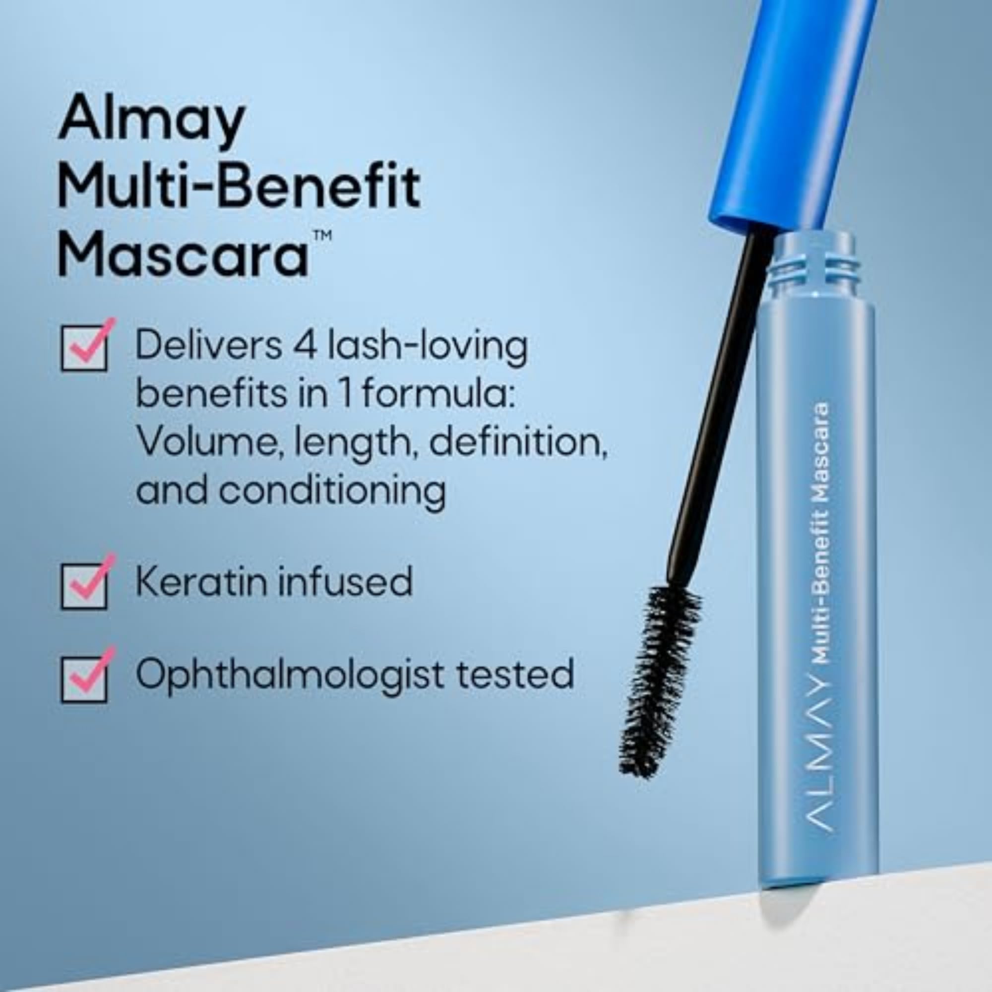 Almay Mascara, Volume, Length, Definition & Conditioning, Multi-Benefit Eye Makeup, Hypoallergenic And Fragrance-Free, 501 Black