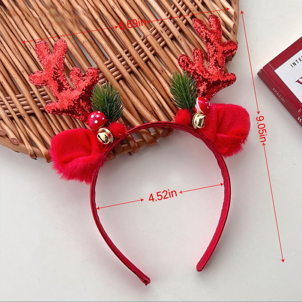 Aiupuoc Reindeer Antlers Headband Christmas Headbands For Women Elk Hair Accessories Reindeer Hair Band Glitter Design 1Pcs