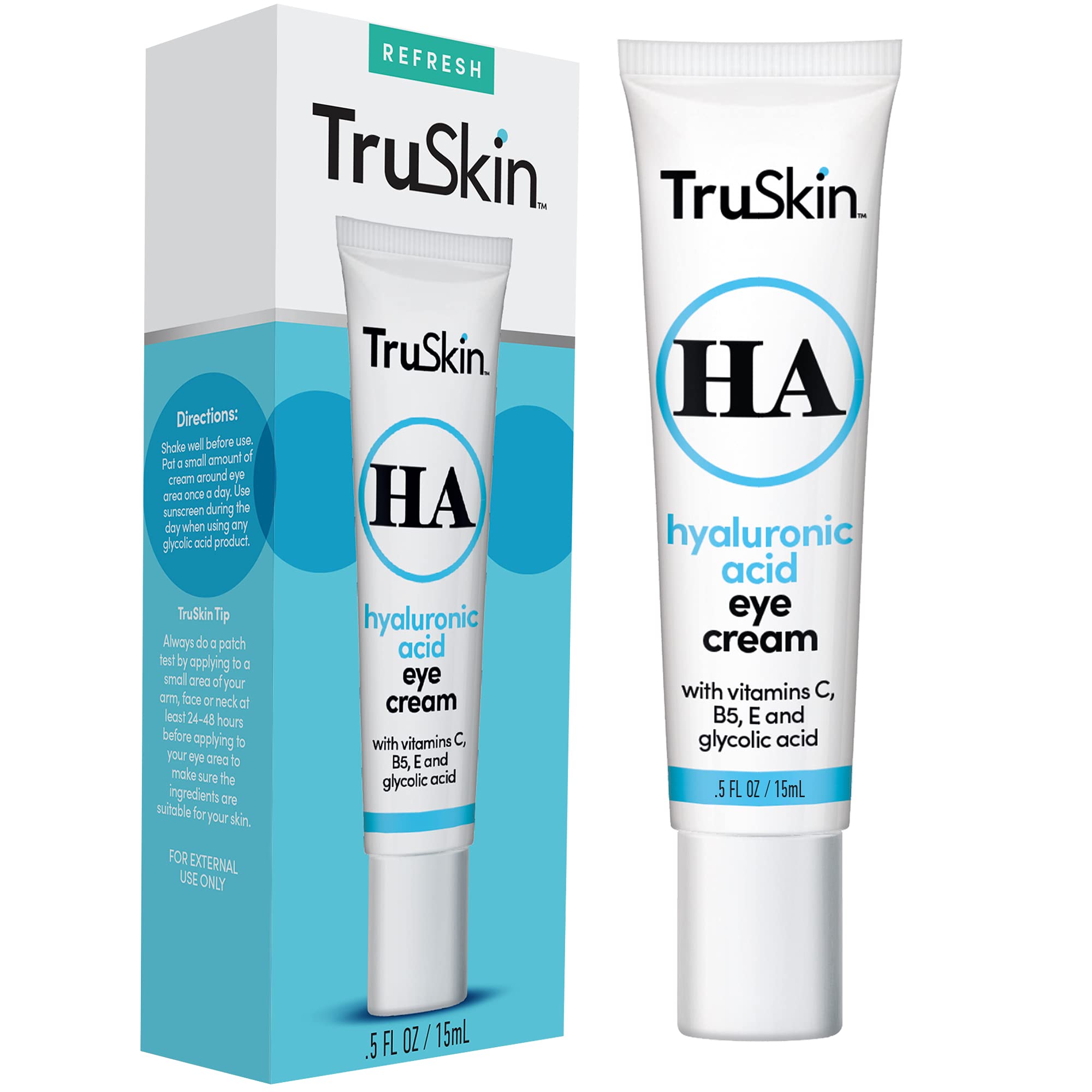 TruSkin Eye Cream for Dark Circles and Puffiness - With Hyaluronic Acid, Glycolic Acid, Vitamins C, B5 & E to Hydrate Delicate U