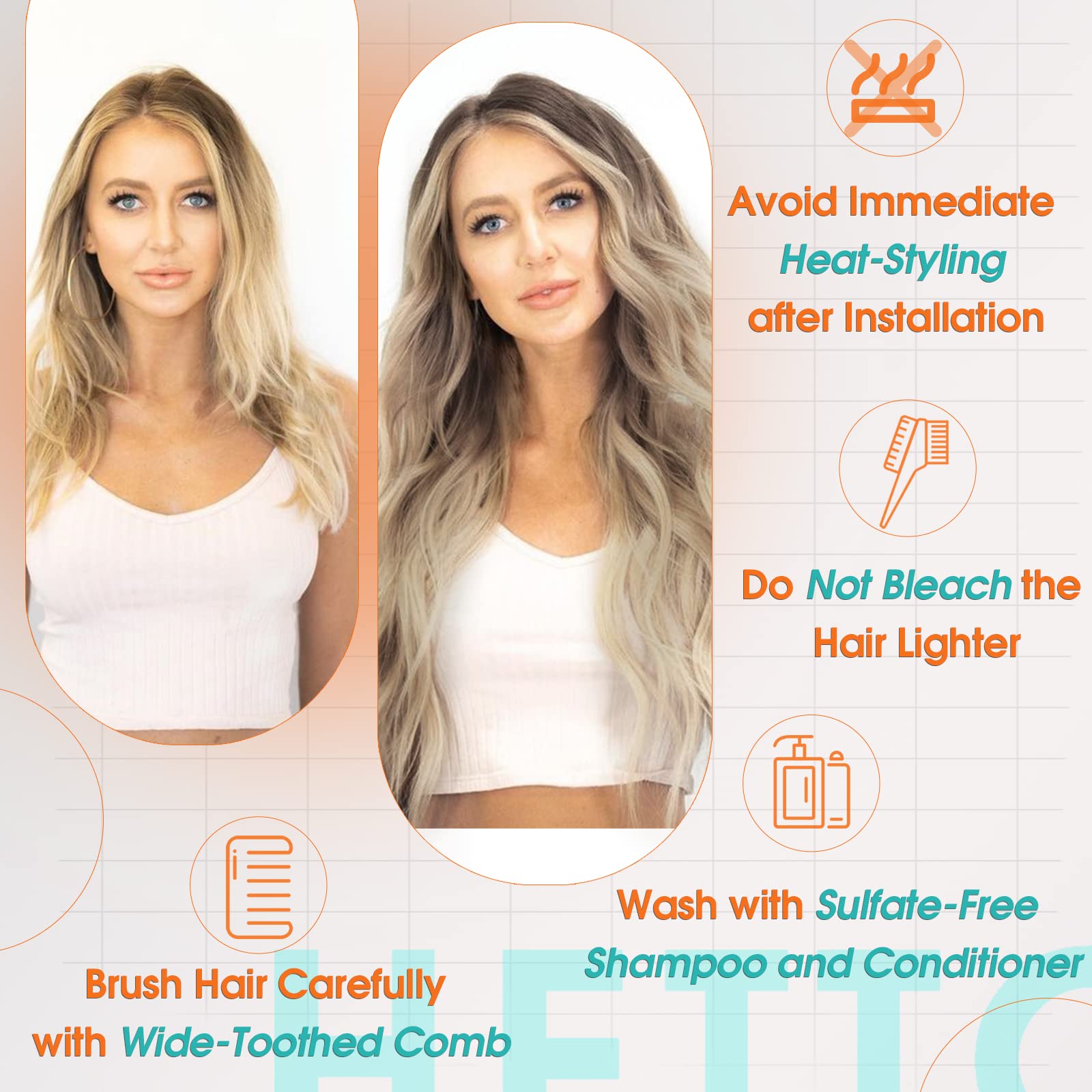 Hetto Balayage Weft Hair Extensions Human Hair #3/8/22 Brown to Medium Brown Mixed Light Blonde Weft Human Hair Extensions 20 In