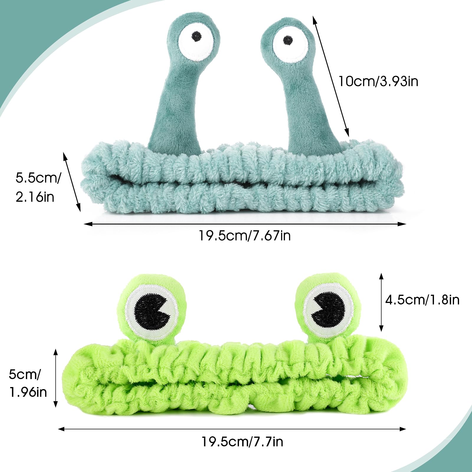 Molain Frog Headband Set - 2 Pcs Coral Fleece Hair Bands for Women, Green, Elastic Face Wash & Spa Accessories, Model 555954_1_X2gYN0pxY