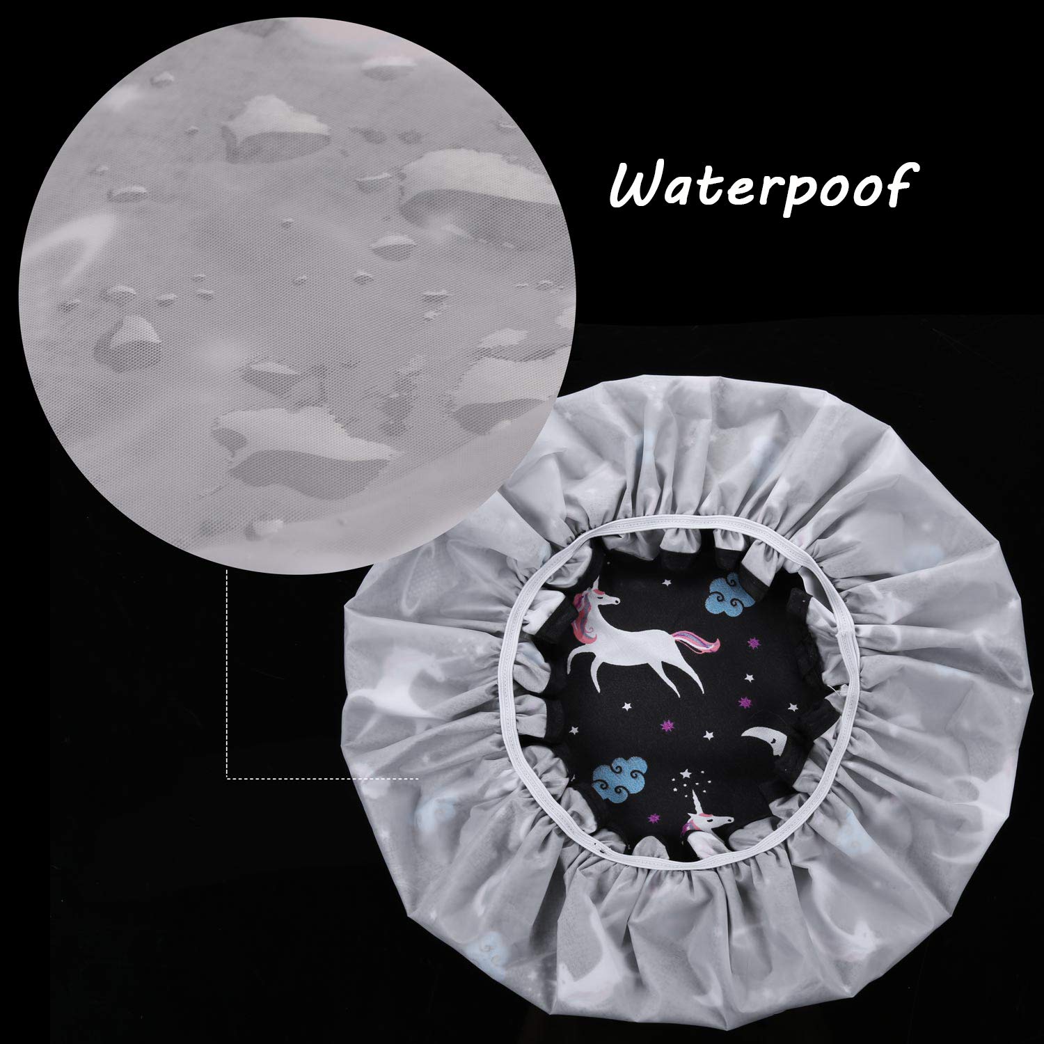 Unicorn Shower Caps, Double Layers Bath Hat For Women To Cover Long And Thick Hair, Reusable Waterproof Bonnet 4 Pack