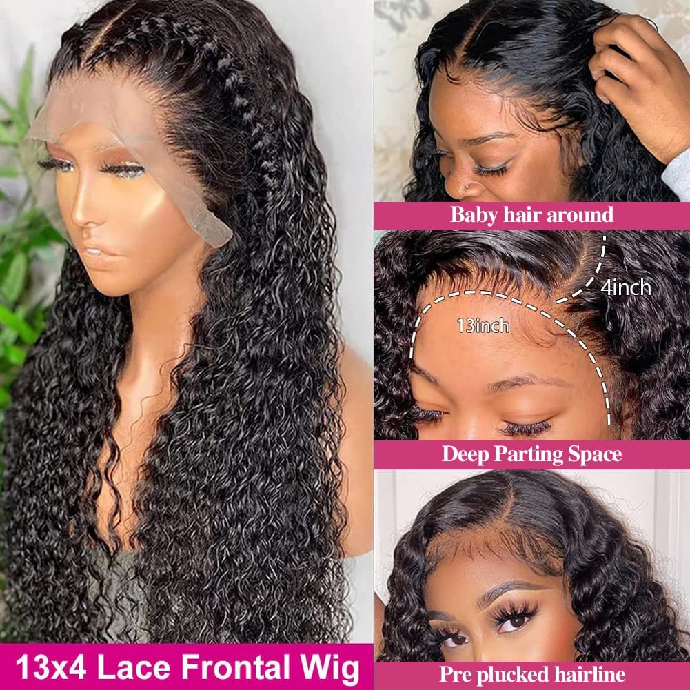 Qangelabeauty 13X4 Human Hair Lace Front Wigs For Black Women 180% Density Brazilian Deep Wave Hd Transparent Lace Front Wig Wit