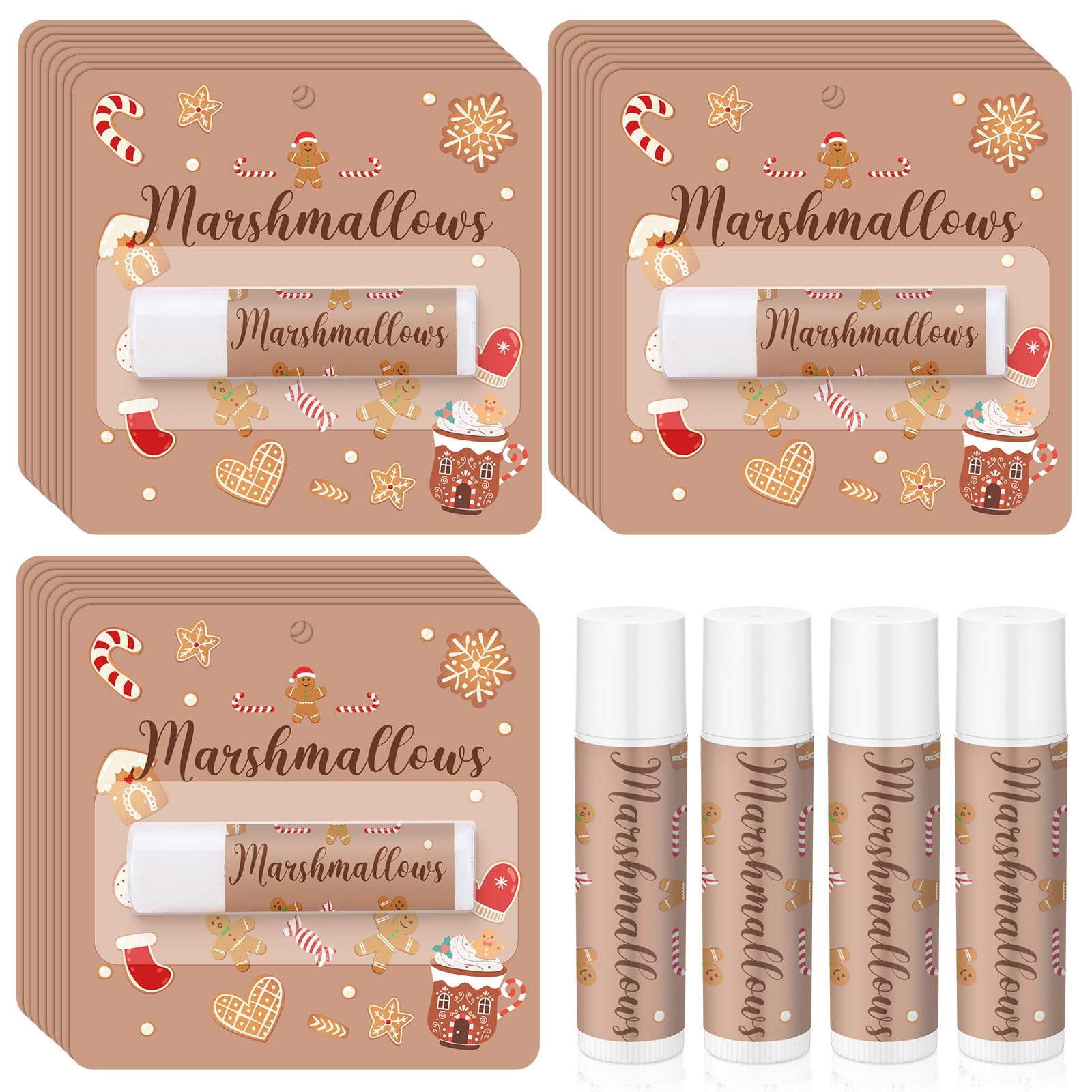 Heigble 24 Pcs Hot Cocoa Bar Flavor Lip Balms Bulk Hot Chocolate Coffee Bar Supplies for Guest Lip Balm Gift Set Travel Size Lip