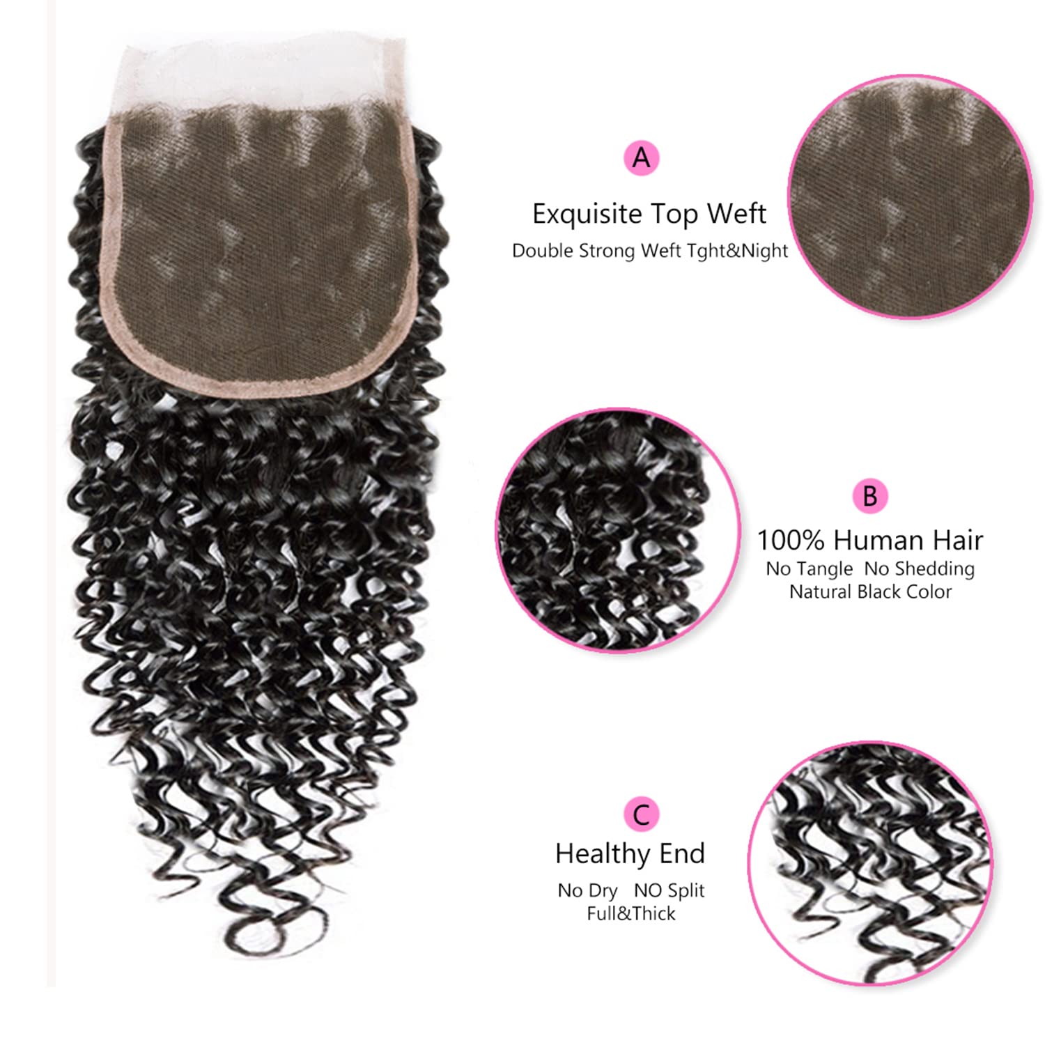 Selina Water Wave Closure Lace Closure 4X4 Lace Closure Human Hair Closure Curly 100% Unprocessed Human Hair Free Part Closure S