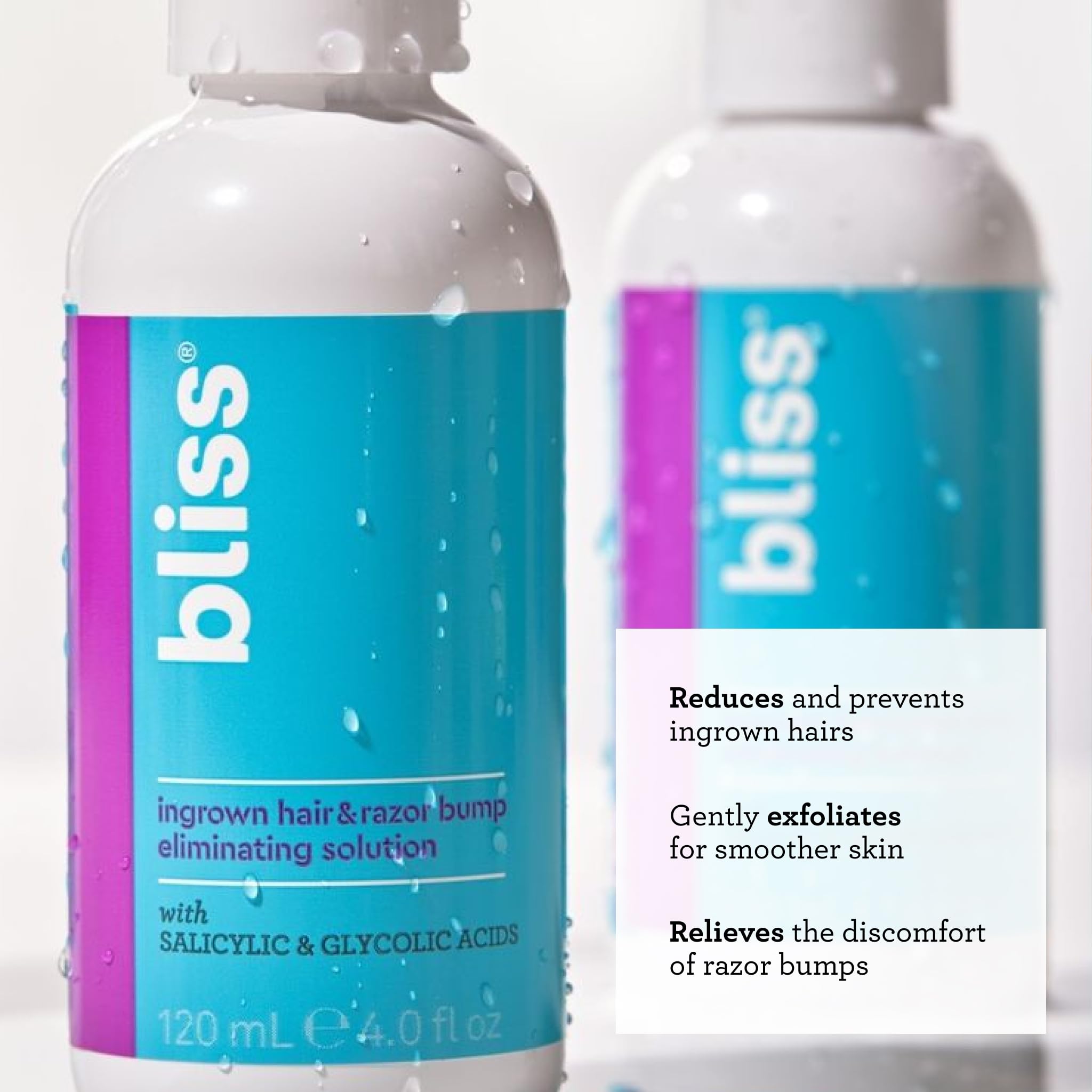 Bliss Ingrown Hair & Razor Bump Eliminating Solution - Formulated With Bha & Aha (Glocolic Acid) - Gentle & Effective - Bump-Fre