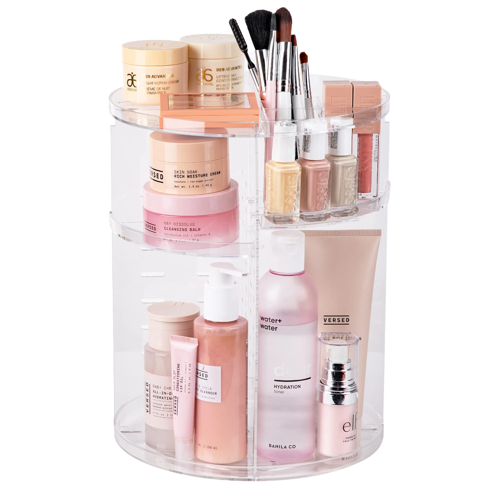 Masirs 360 Rotating Makeup Organizer, Adjustable Shelf Height And Fully Rotatable, The Perfect Cosmetic Organizer For Bedroom Dr