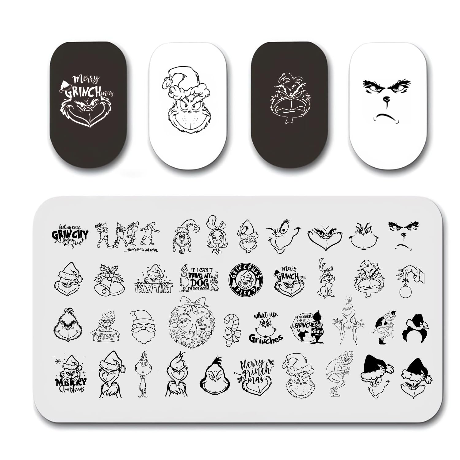 1 Christmas Nail Stamping Plates Green Monster Winter Santa Claus Designs Nails Stamping Kit Holiday Nail Stamping Plate Xmas Na