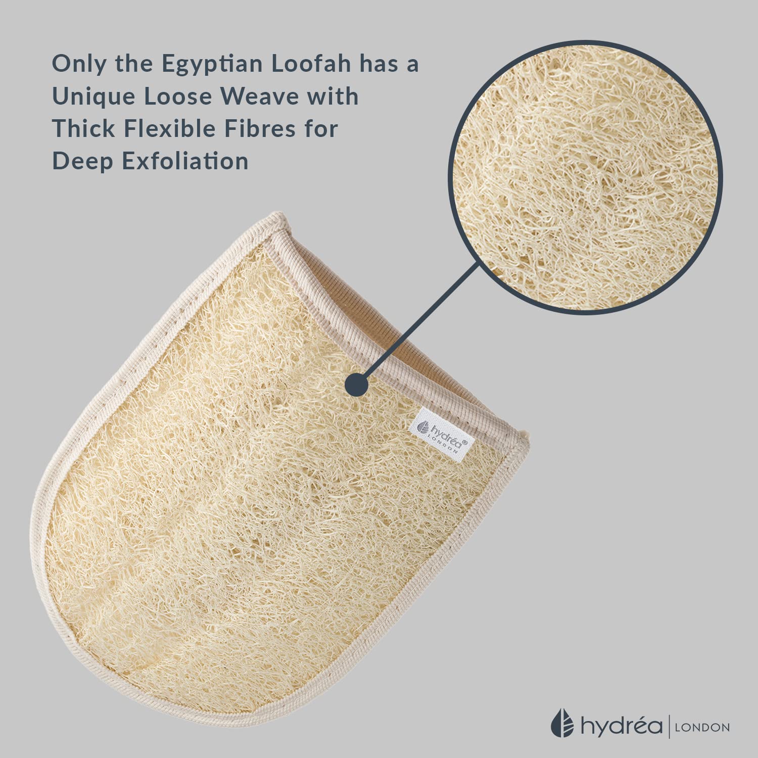 Hydrea London Exfoliating Glove - Organic Egyptian Shower Loofah & Dual-Sided Face Mitt Exfoliator - Body Scrubber For Men & Wom