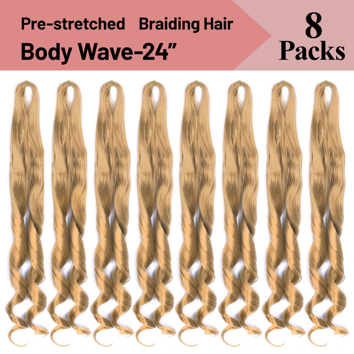 Curly Braiding Hair 24 Inch Loose Wavy 8 Pack Bouncy French Curly Braiding Hair Extensions 75G/Pack 27# French Curls Synthetic C
