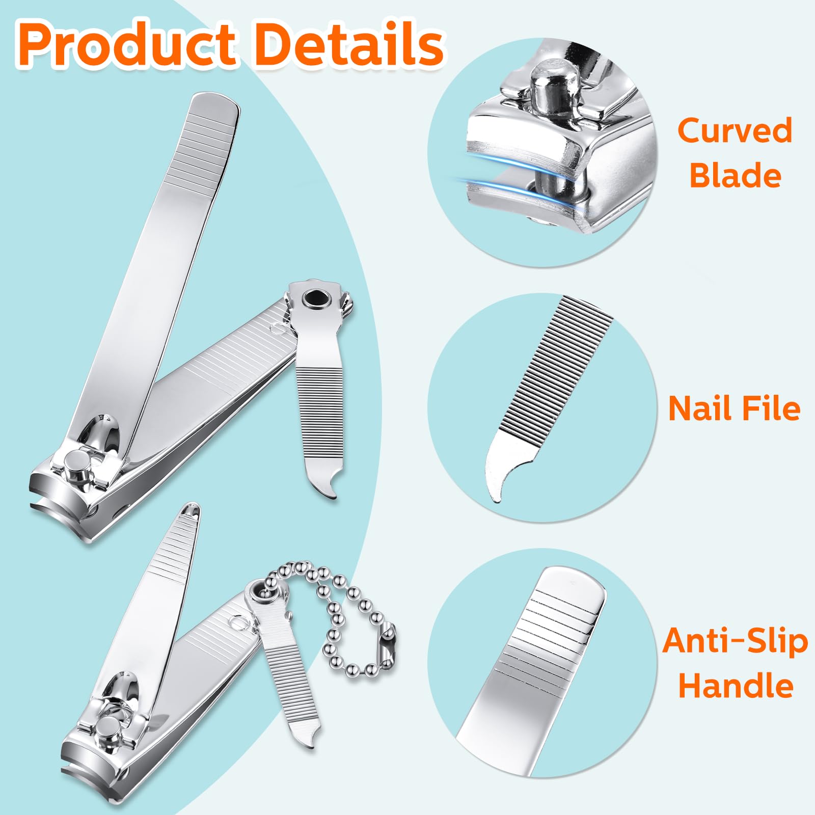 60 Pcs Nail Clipper Set Stainless Steel Fingernail Clipper And Toenail Clippers Set Toe Nail Clippers Bulk Nail Cutters With Nai