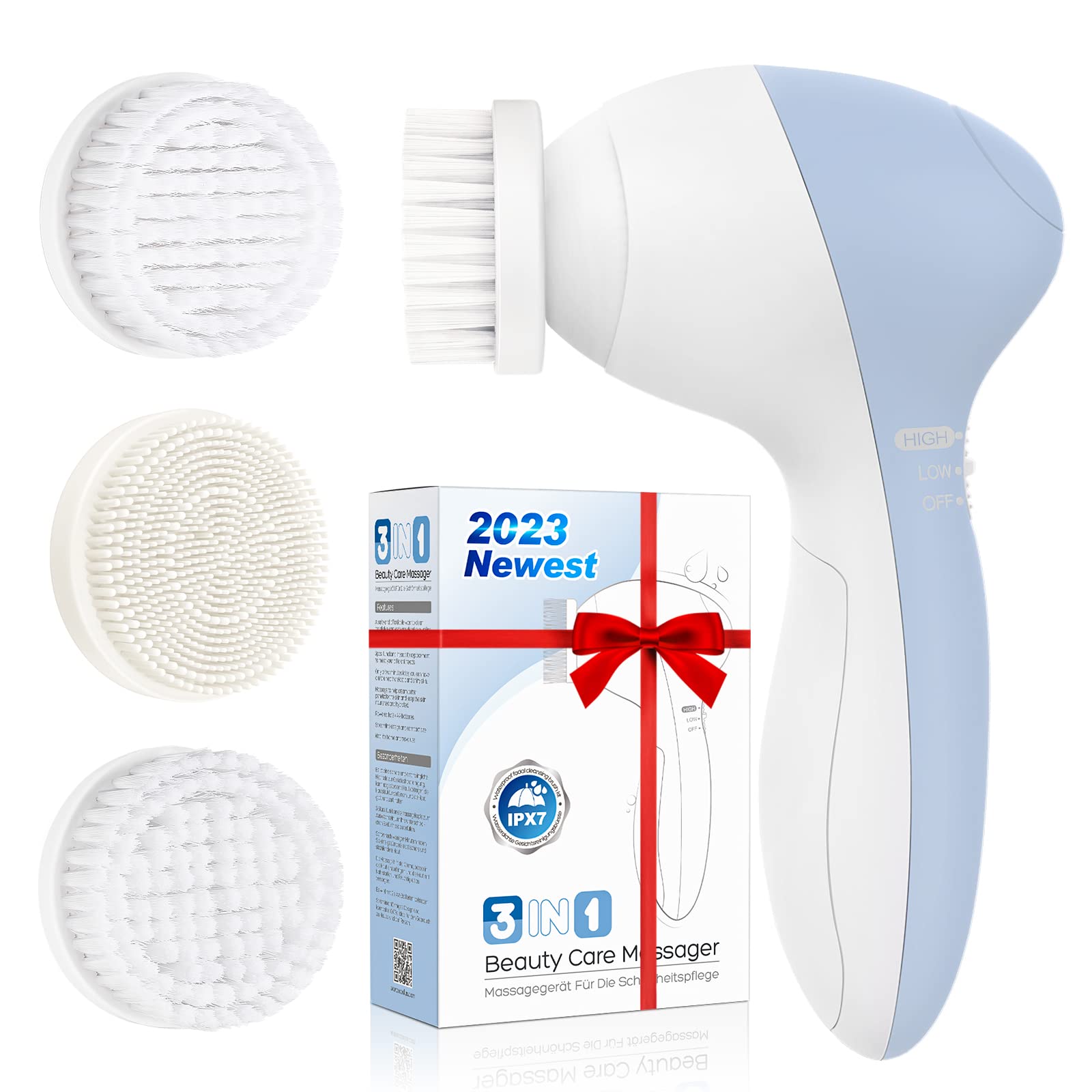 Facial Cleansing Brush Face Scrubber: Coslus 3In1 Jbk-D Electric Exfoliating Spin Cleanser Device Waterproof Deep Cleaning Exfol