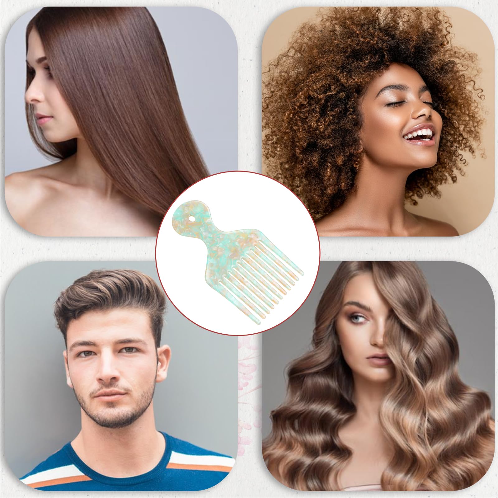 Pick Comb Or Curly Hair Afro Hair Wide Tooth Comb Hair Styling Tool Afro Pick For Women And Men 4.8 Inches Detangling Lifting Co