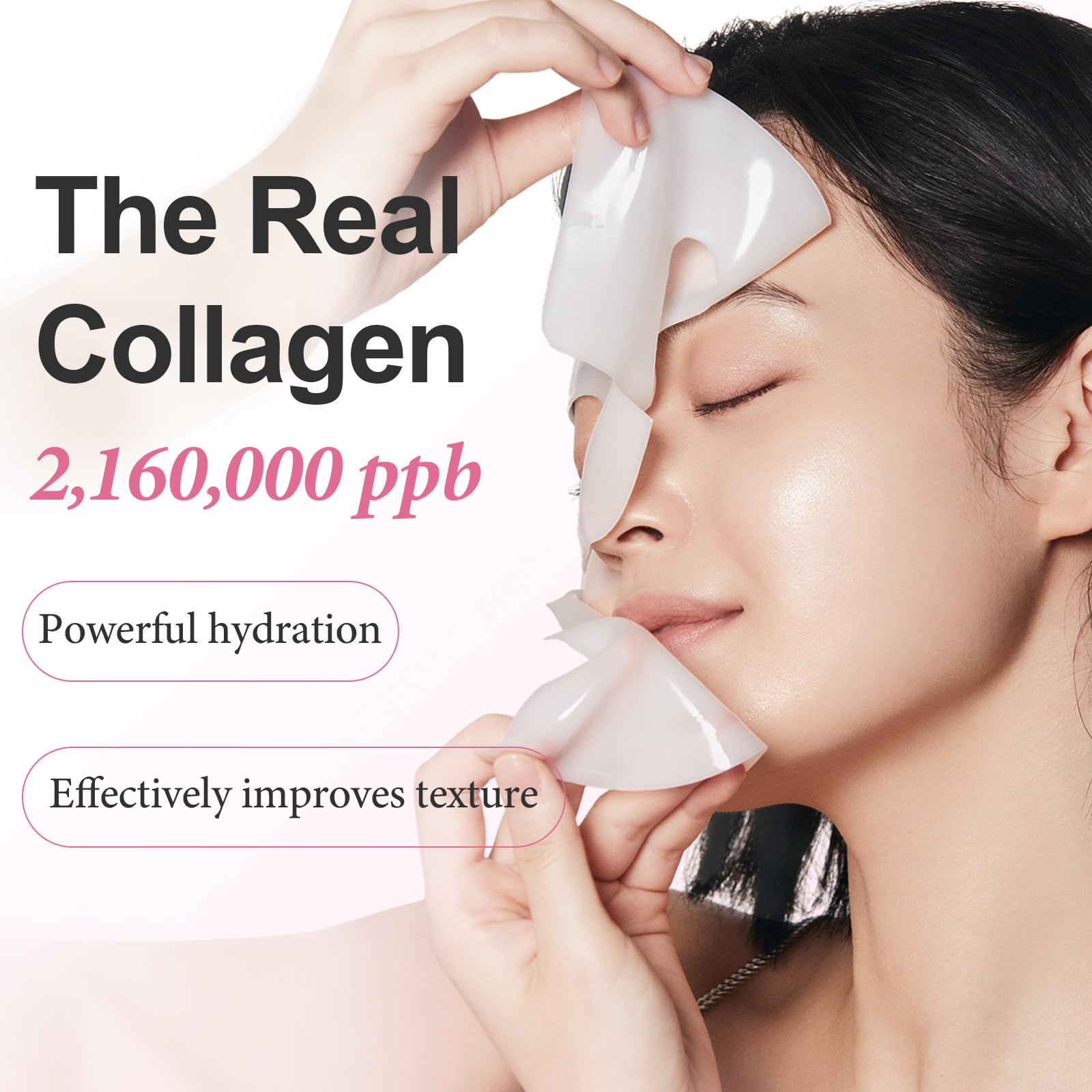 Ulluxe Real Deep Collagen Face Mask, Overnight Hydrating Facial Sheet Masks With Hyaluronic Acid, Moisturizing, Lifting, Firming