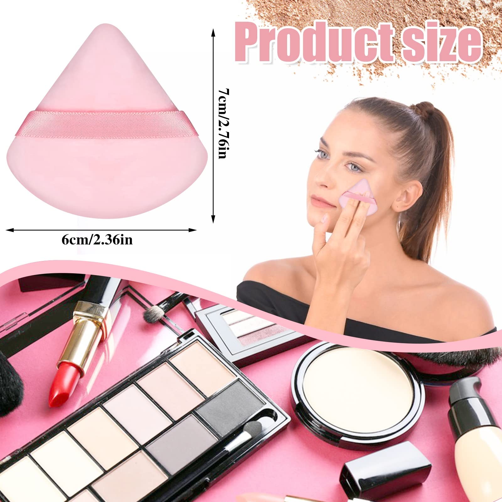Pimoys 6 Pieces Powder Puff Face Makeup Sponge Soft Velour Triangle Powder Puffs for Loose Powder Setting Powder Cosmetic Founda
