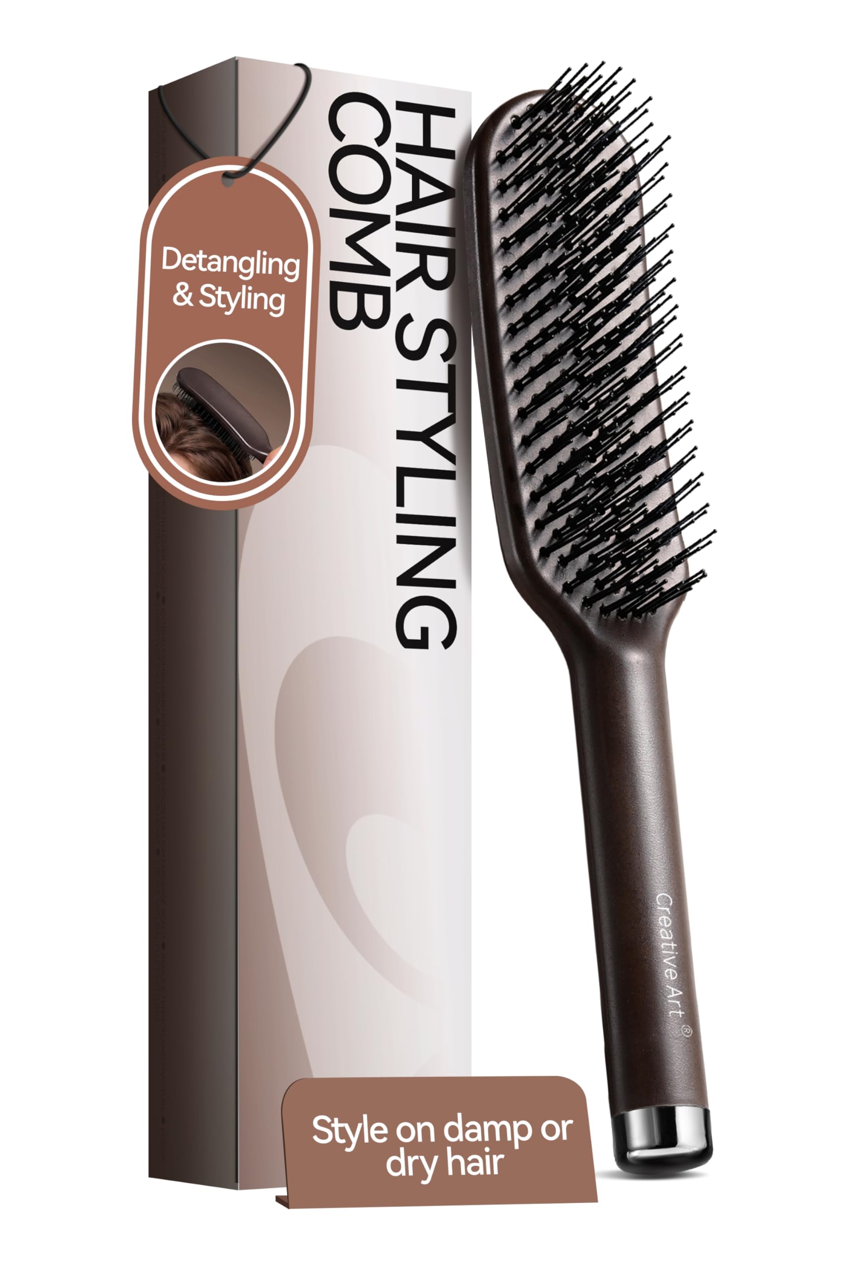 Hair Brush for Men, Detangling& Styling Hairbrush with Dual Length Bristles