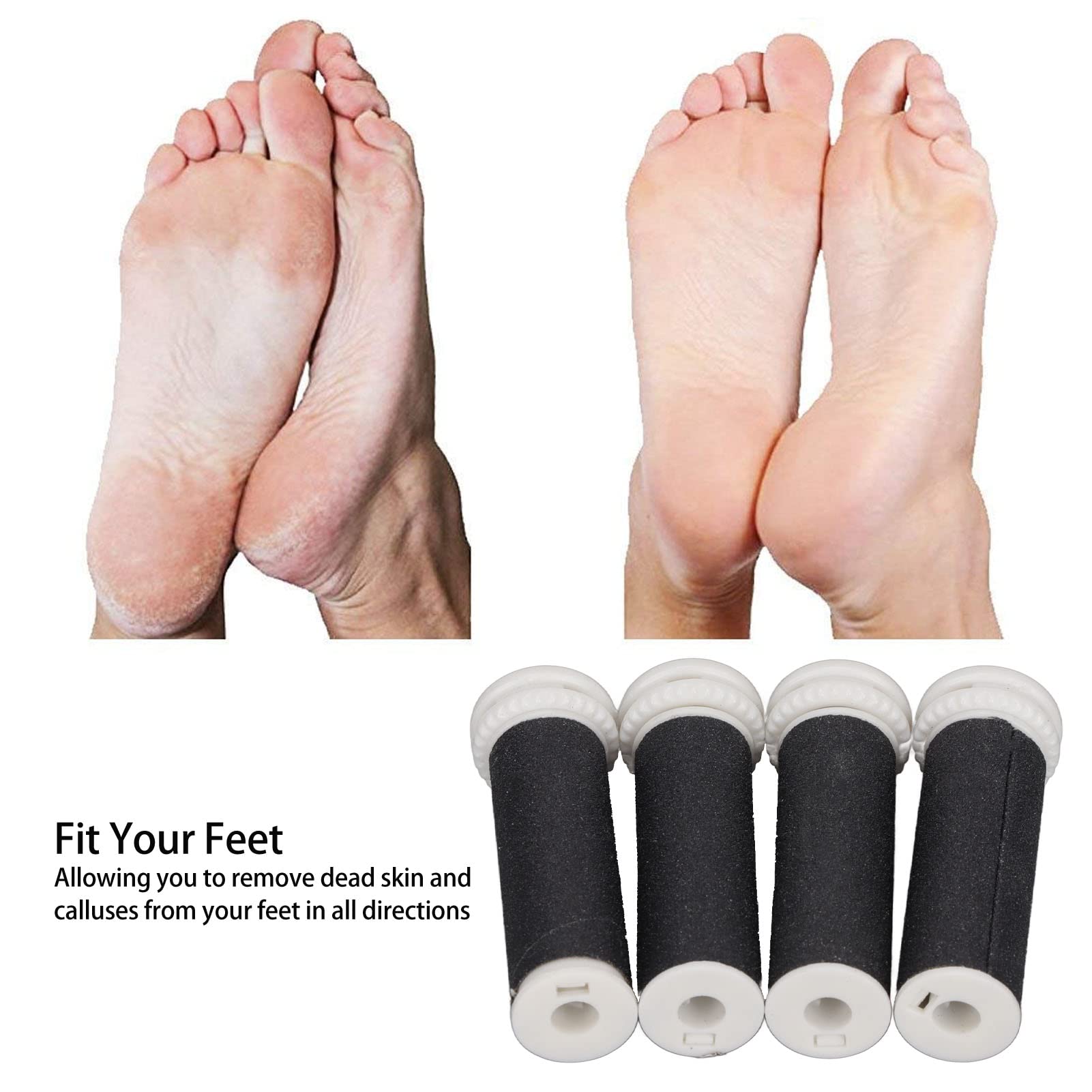 Micro-Pedi Refill Rollers,Refill Rollers For Electric Callus Remover, 4Pcs Replacement Roller Refill Heads For Foot File, Replac